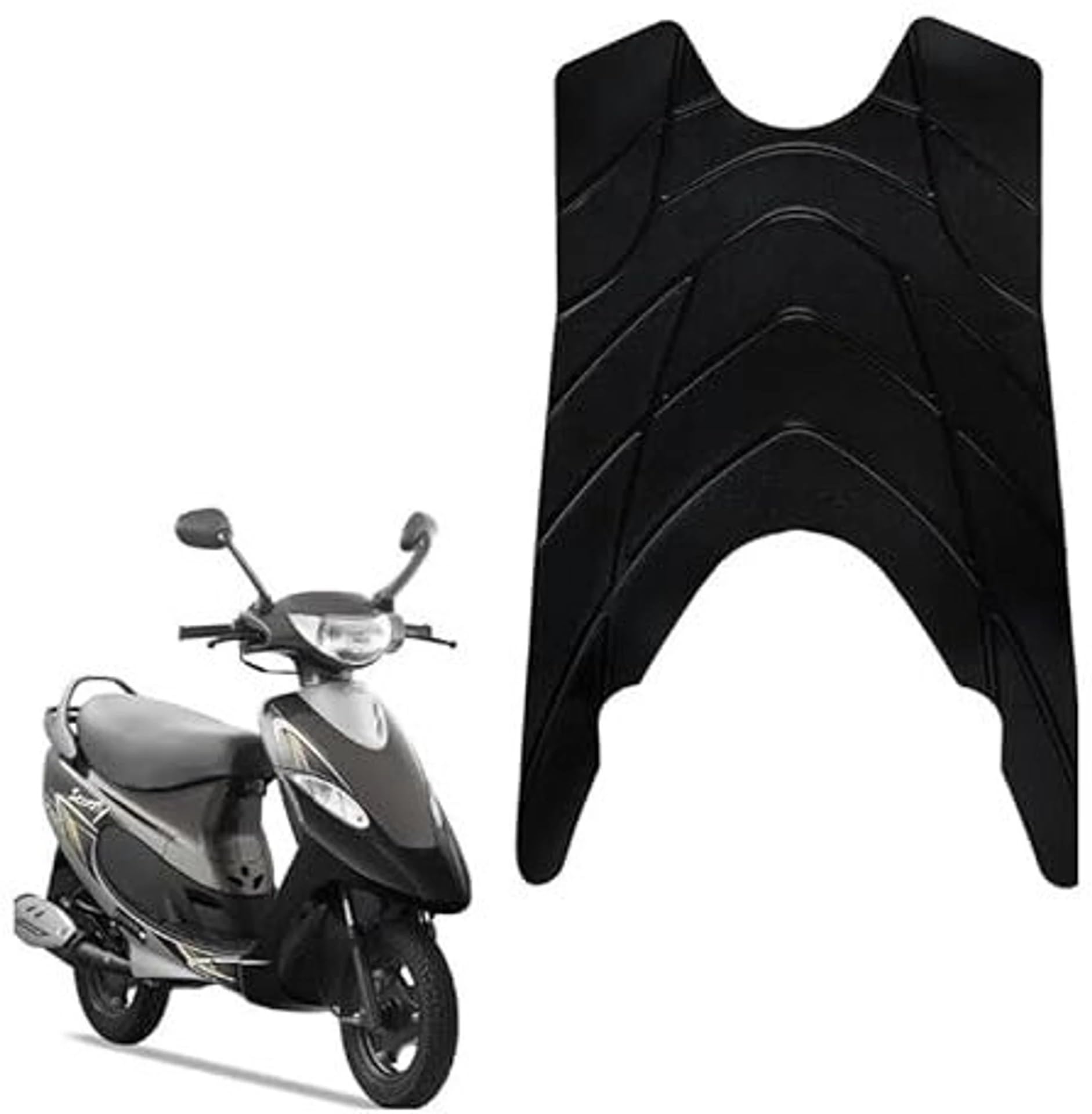 Scooter Floor Mat for TVS Scooty Pep+, Black Anti-Skid | Foot Mat, Rubber Material, Custom Fit, Durable Build, Easy to Clean-image-17