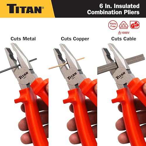 Miniatura 6 de Titan 73326 Alicates combinados aislados VDE de 6 pulgadas