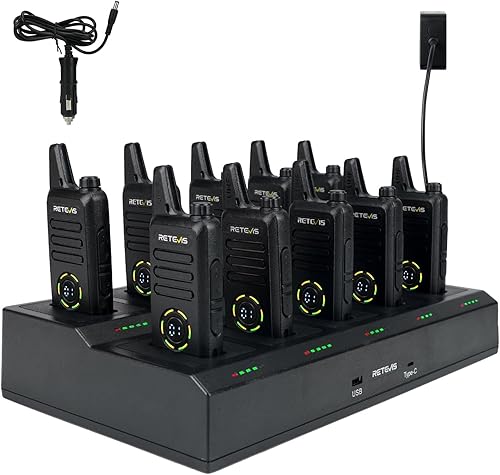 Miniatura 1 de Retevis RT22S Walkie Talkies para adultos, radios FRS portátiles bidireccionales (paquete de 10) con cargador de 10 vías, radio de mano de 2 vías