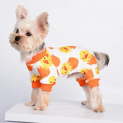 Pijamas para perros pequeños, niñas, niños, cachorros, pijamas de otoño e invierno, mamelucos para mascotas de Chihuahua, lindo pato amarillo,