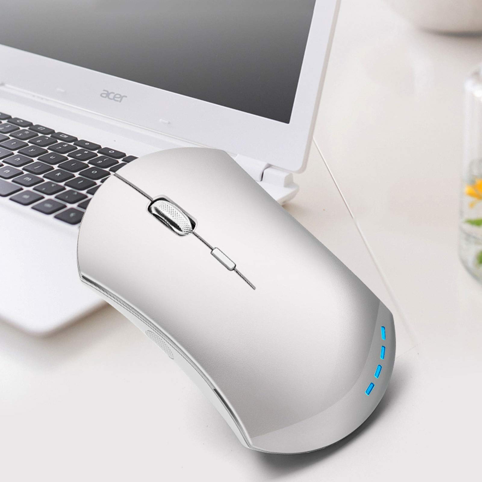 PENGQ Mouse Wireless Ultrasottile 2.4G, Rumore Inferiore, Adatto per PC, Notebook Computer, Computer Desktop, Mouse Ottico Mobile Portatile. (Color : Silver)