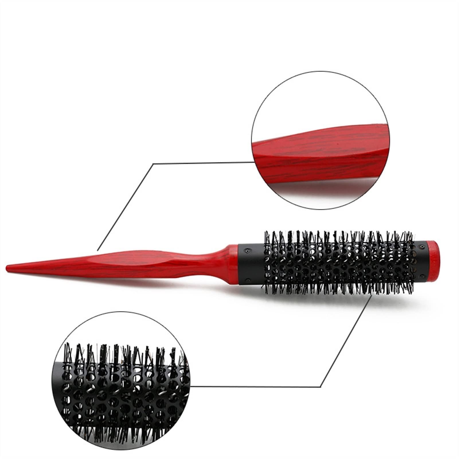 Pettine da Barbiere per Capelli Ricci 5pc. S Grezzo Capelli Roll Brush Pennello Pennello Rosso Rotondo Capelli Pettine Salone Capelli Pettinatura Pettine Spazzola per Pettinare per Uomini e Donne ( Co