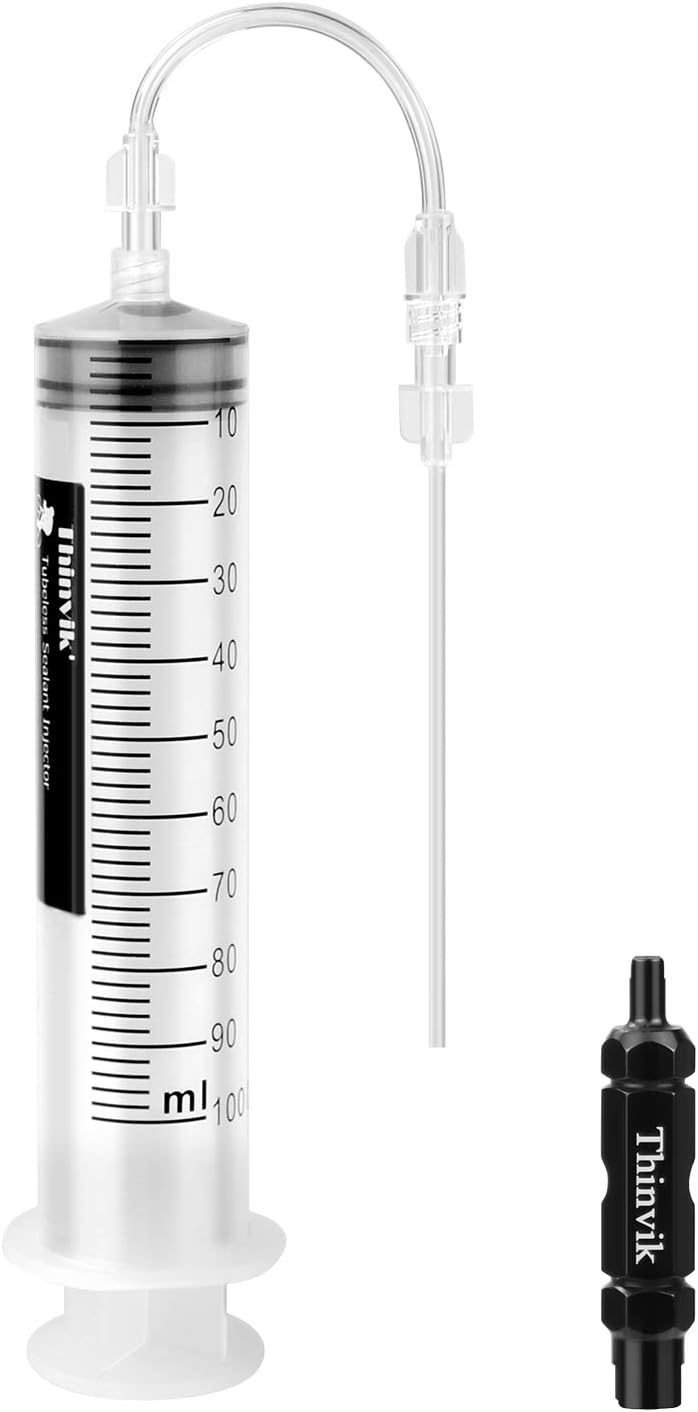 3.5 oz/100ML Tubeless Sealant Injector for Stans No Tubes sealant.BikeTubeless Sealant Syringe for Presta Schrader Valve Core Removal Tool and Other sealants