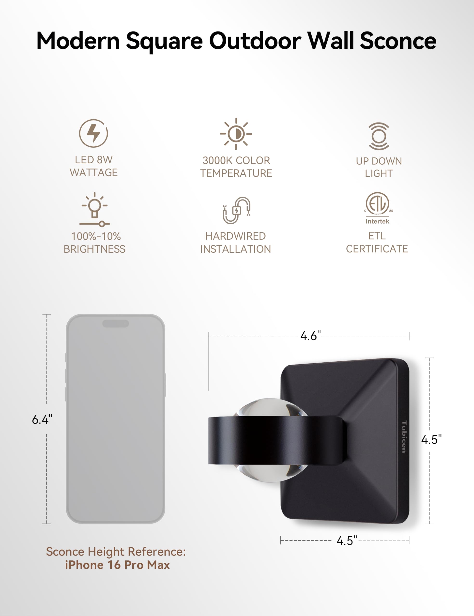 Tubicen Dimmable Outdoor Wall Lights Up Down LED Patio Light Fixtures High IP65 Waterproof Exterior Wall Lighting for — view 7