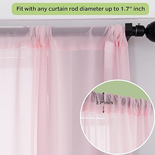 Miniatura 8 de VEGA U Cortinas traslúcidas, lisas y suaves con bolsillo para barra, cortinas de película que debilitan la luz solar, juego de 2 paneles (52