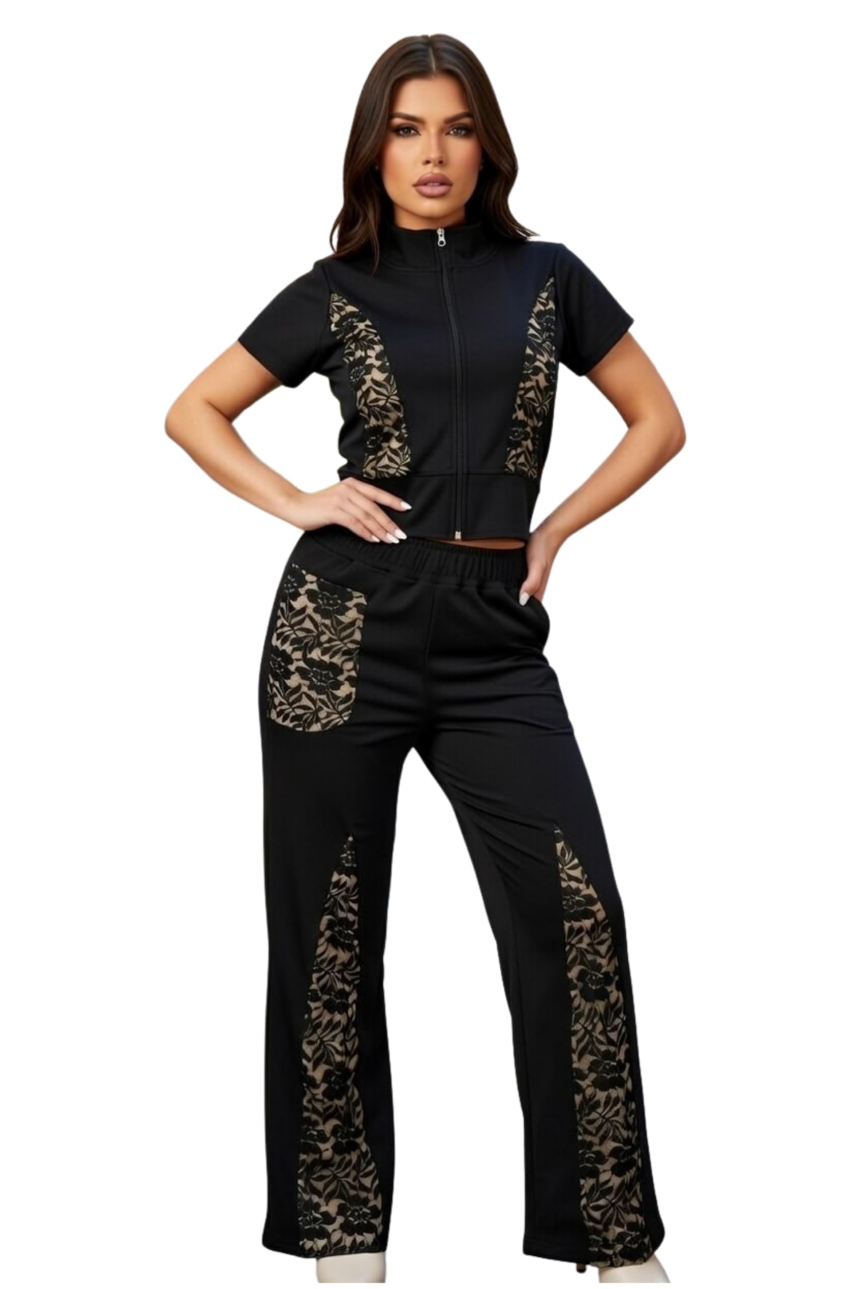 zicada Women's Color Block Co-ord Set Zip-Up Jacket and Jogger Pants, Athletic Sportswear Loungewear Set for Workout, Running, Casual Wear-picture-13