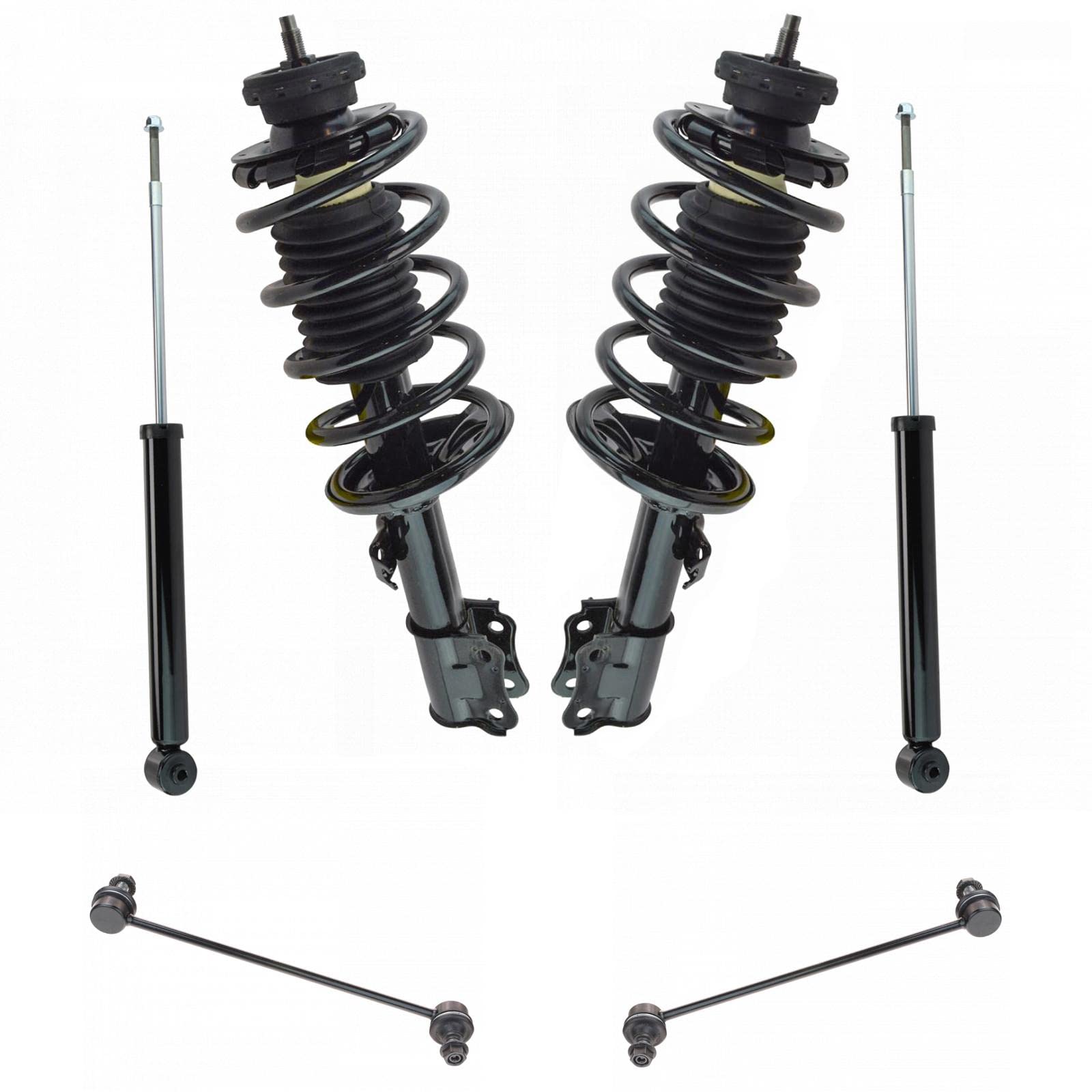 TRQFront and Rear Suspension Kit Complete Strut & Coil Spring Assembly Shock Absorber Sway Bar Stabilizer Link Compatible with 2004-2011 Chevrolet Aveo 2007-2011 Aveo5 2009 Pontiac G3
