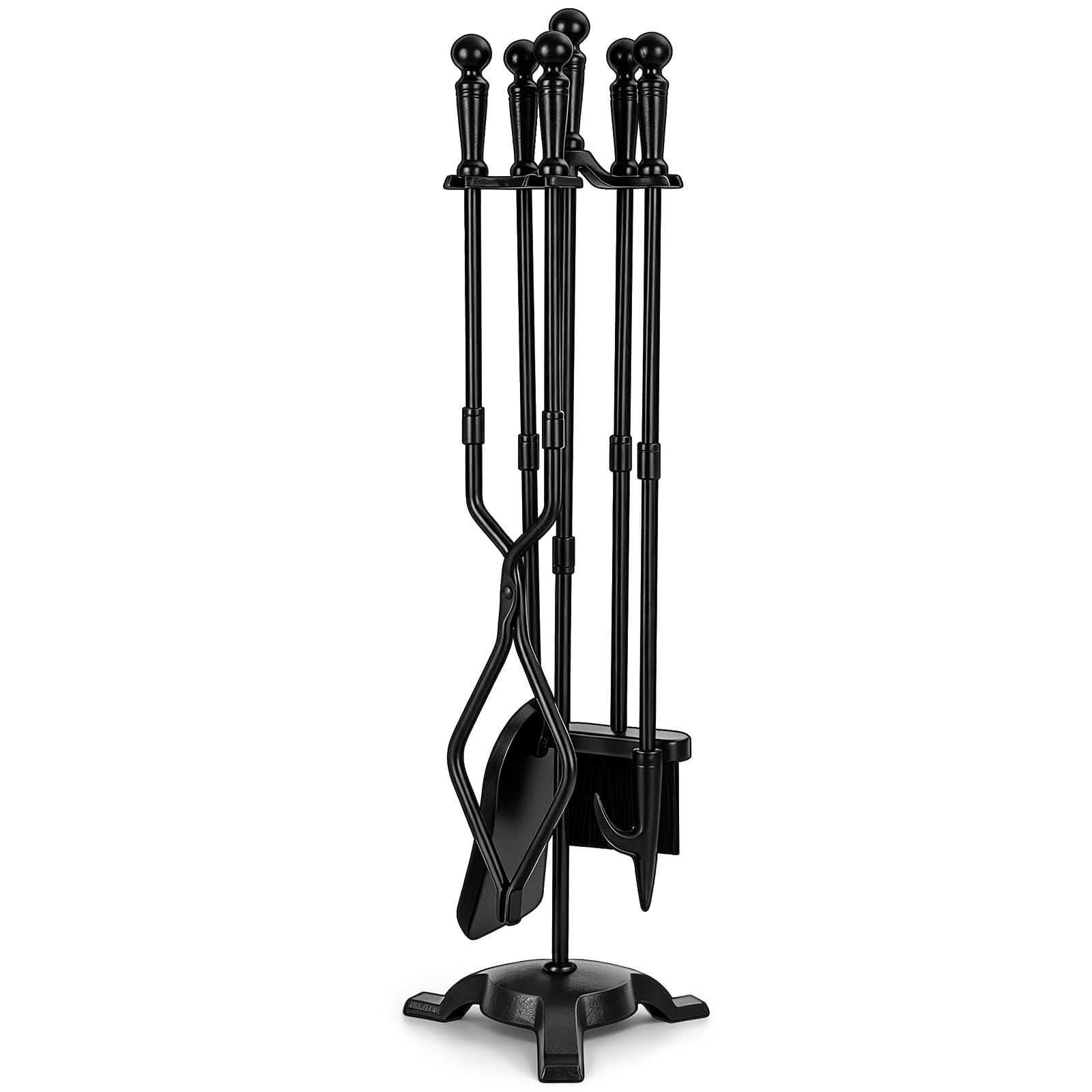 FEED GARDEN Set di attrezzi per camino, 78,7 cm, 5 pezzi, con supporto | Uso interno ed esterno, facile da montare, include pinze per camino, base in metallo stabile