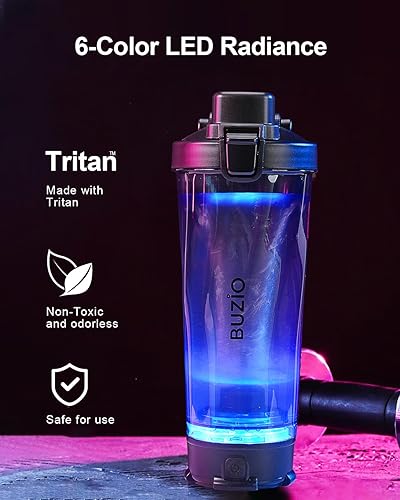 Miniatura 4 de BUZIO Botella mezcladora eléctrica de proteínas, botella mezcladora de 24 onzas, botellas mezcladoras recargables por USB para mezclas de proteínas,