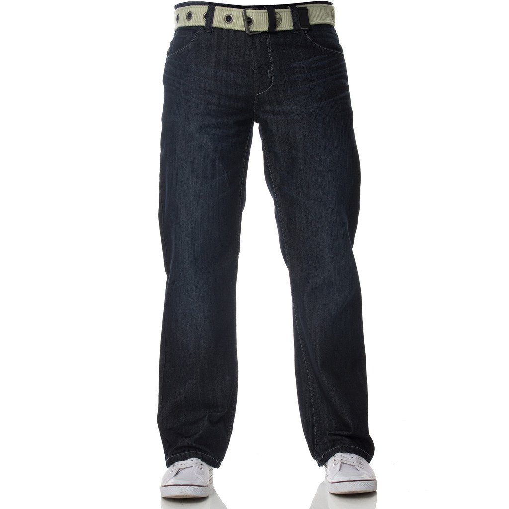Enzo Men's Ez14 Regular Fit Jeans, Blue (Darkwash), 32W 32L UK