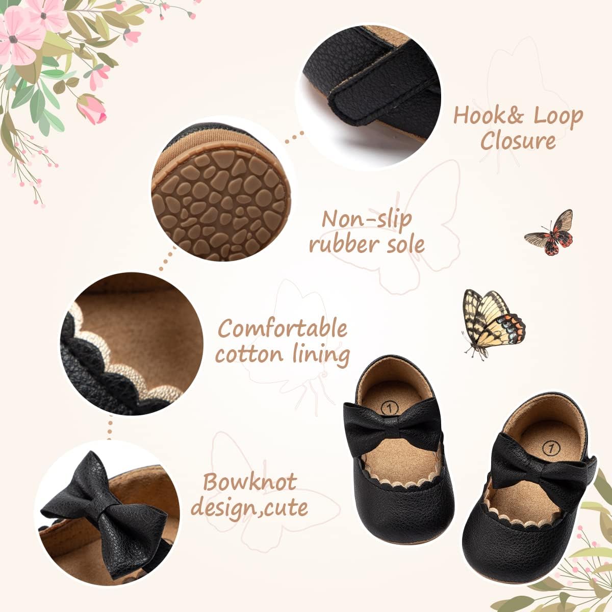 HsdsBebe Infant Baby Girls Mary Jane Flats Bow Non-Slip Soft Sole Princess Toddler First Walkers Sneaker Wedding Dress Shoes - Image 6
