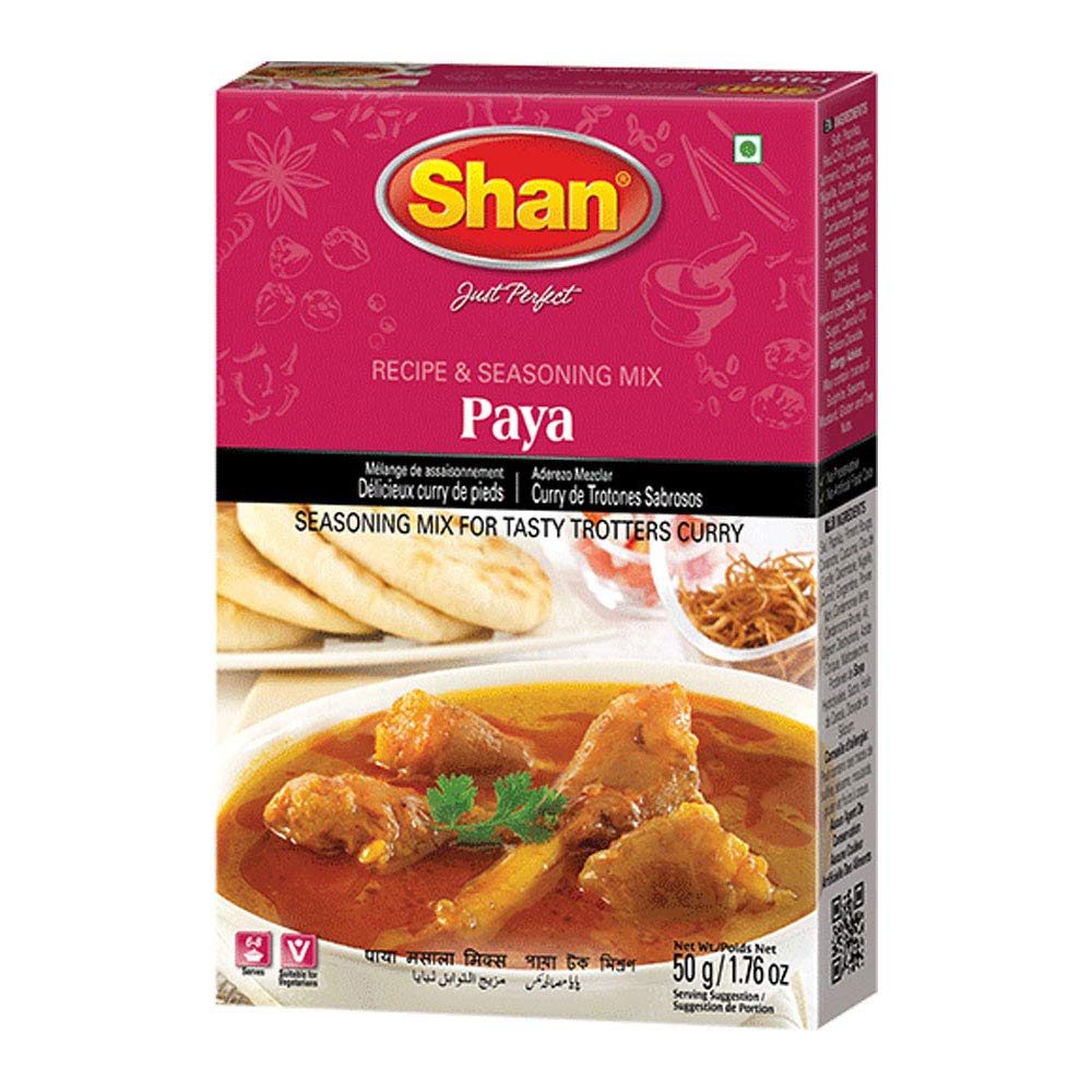 Shan Paya Recipe and Seasoning Mix 1.76 oz (50g) - Traditional Spicy Powder for Tasty Trotters Curry - Suitable for Vegetarians - Airtight Bag in a Box