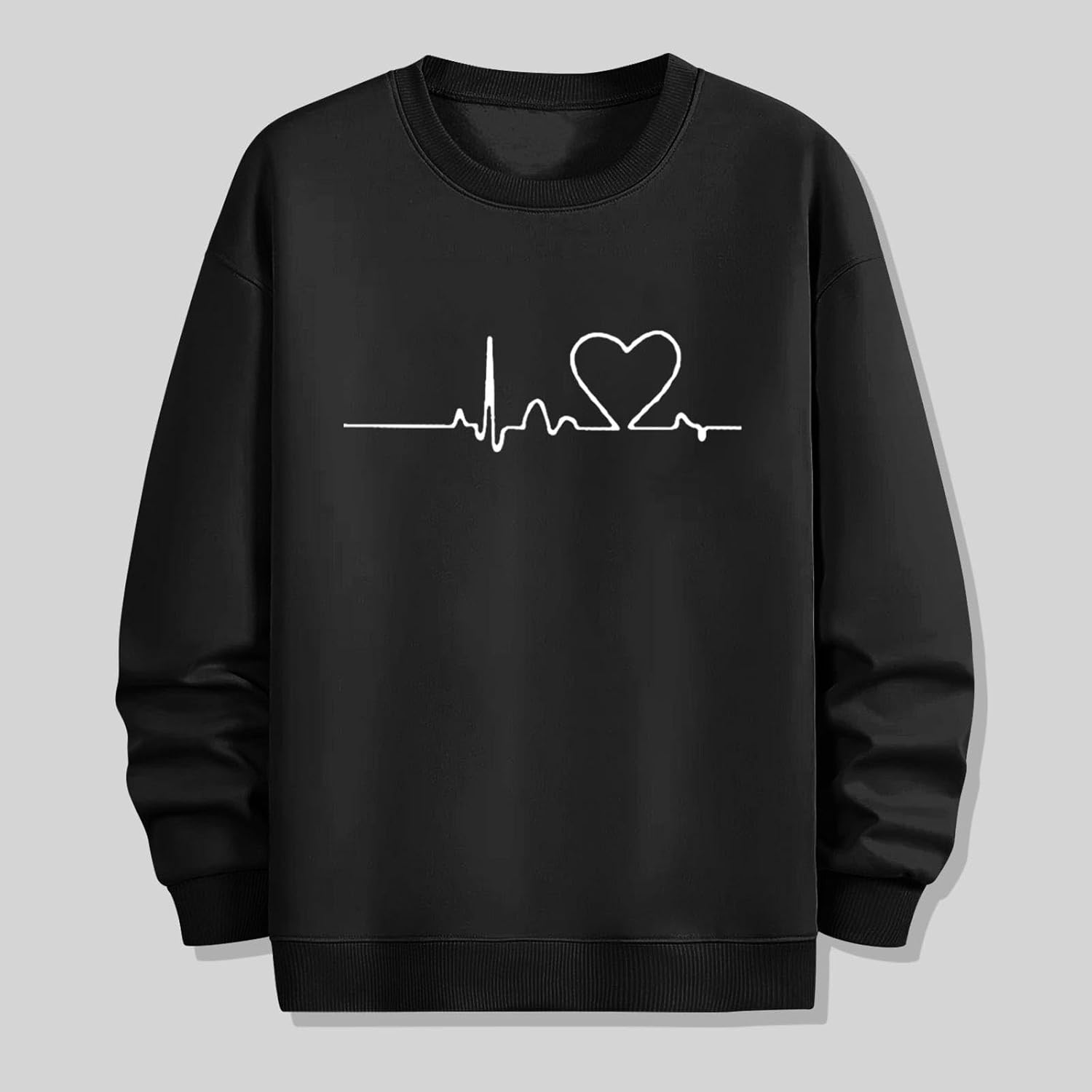 Zeiyignr Heartbeat Sweatshirts for Men Valentines Day Love Heart Graphic Sweatshirt Casual Long Sleeve Crewneck Pullover Tops - Image 4