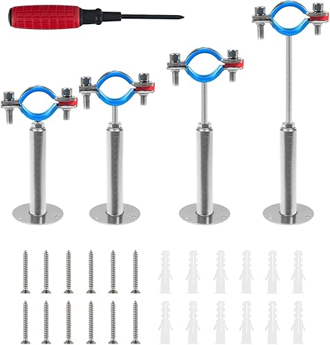 Miniatura 9 de Kodilin 4 piezas de soportes de tubo para montaje en pared y techo, de acero inoxidable 304, adecuados para tubos con diámetro exterior de 1/2"