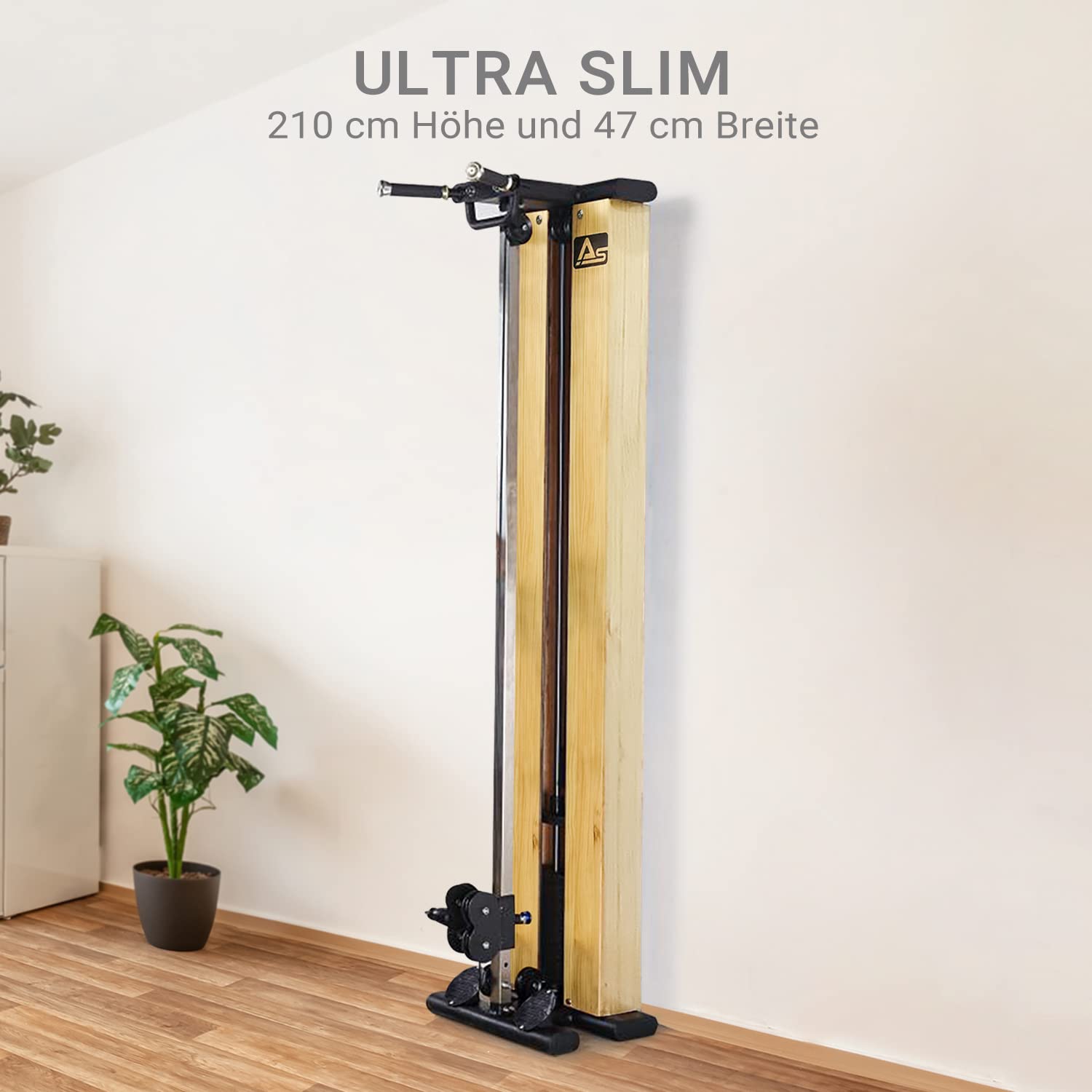AsVIVA MG7 Kabelzugstation, Kraftstation mit 101 kg Gewichten, Dip-Station, Klimmzugstange & Hantelbank, Home Gym Fitnessstation