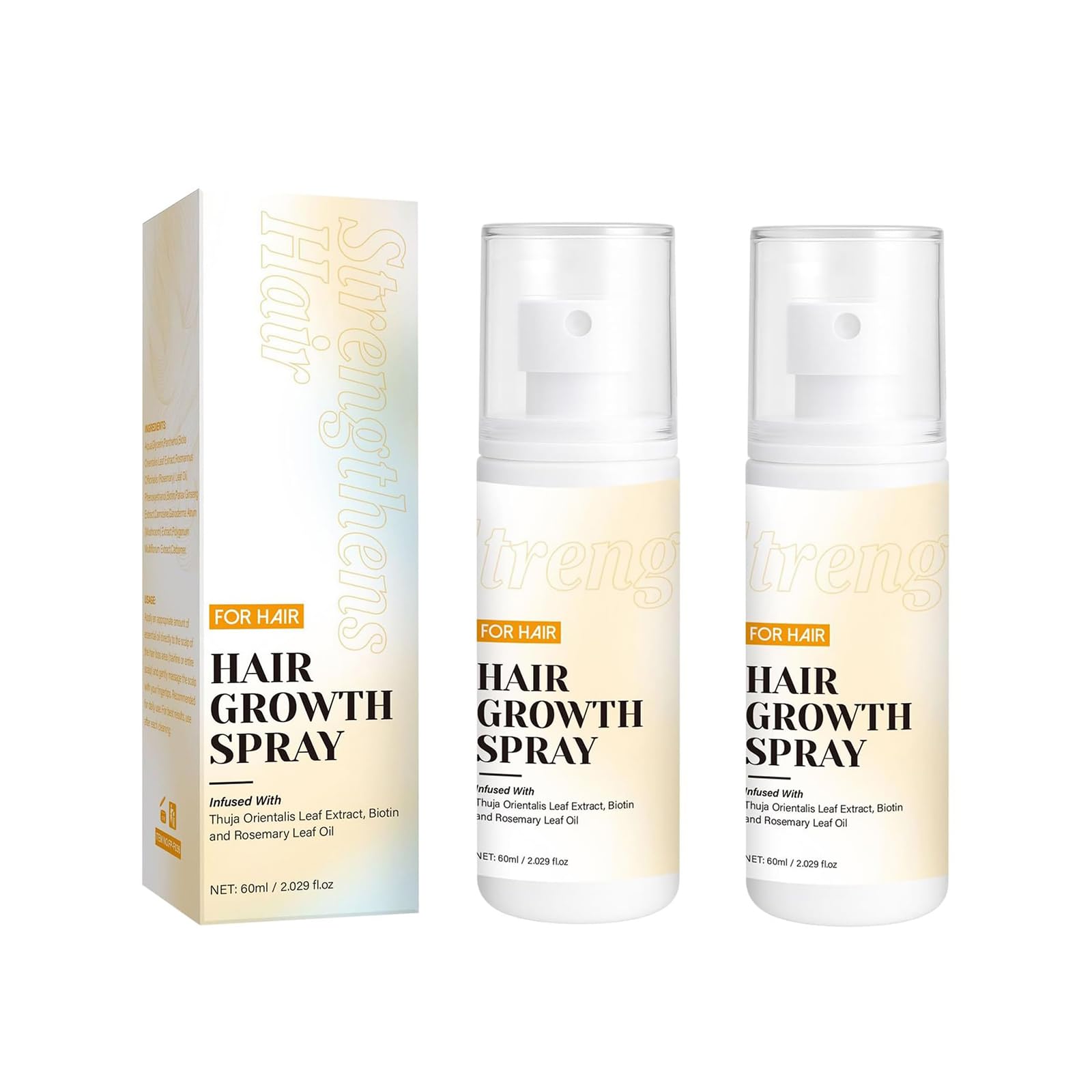 Spray para el crecimiento del cabello con aceite de romero, spray para pérdida total más fuerte, aceite nutritivo para el cuero cabelludo, suero espesante natural para cabello seco dañado (2pcs)