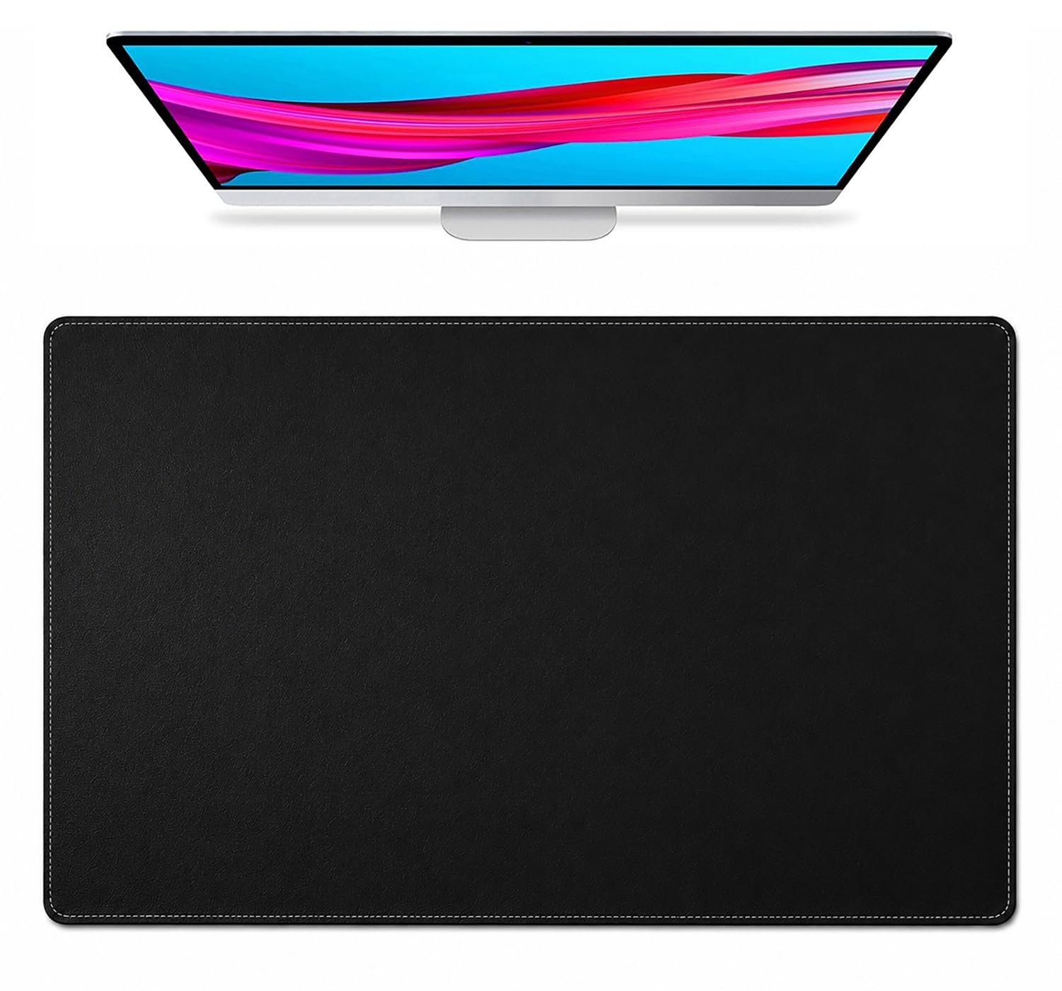 Tappetino da scrivania in vera pelle, Protezione per l'organizzazione della scrivania con cuciture, Sottomano per mouse da ufficio e tappetino per laptop da casa(Black,80x45cm)