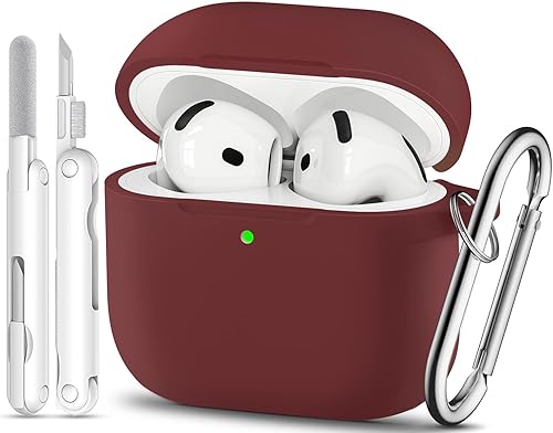 Miniatura 14 de Funda para AirPods 4, color rosa con kit de limpieza, funda de silicona suave para Airpod 4, compatible con Apple Airpods de 4ª generación 2024,