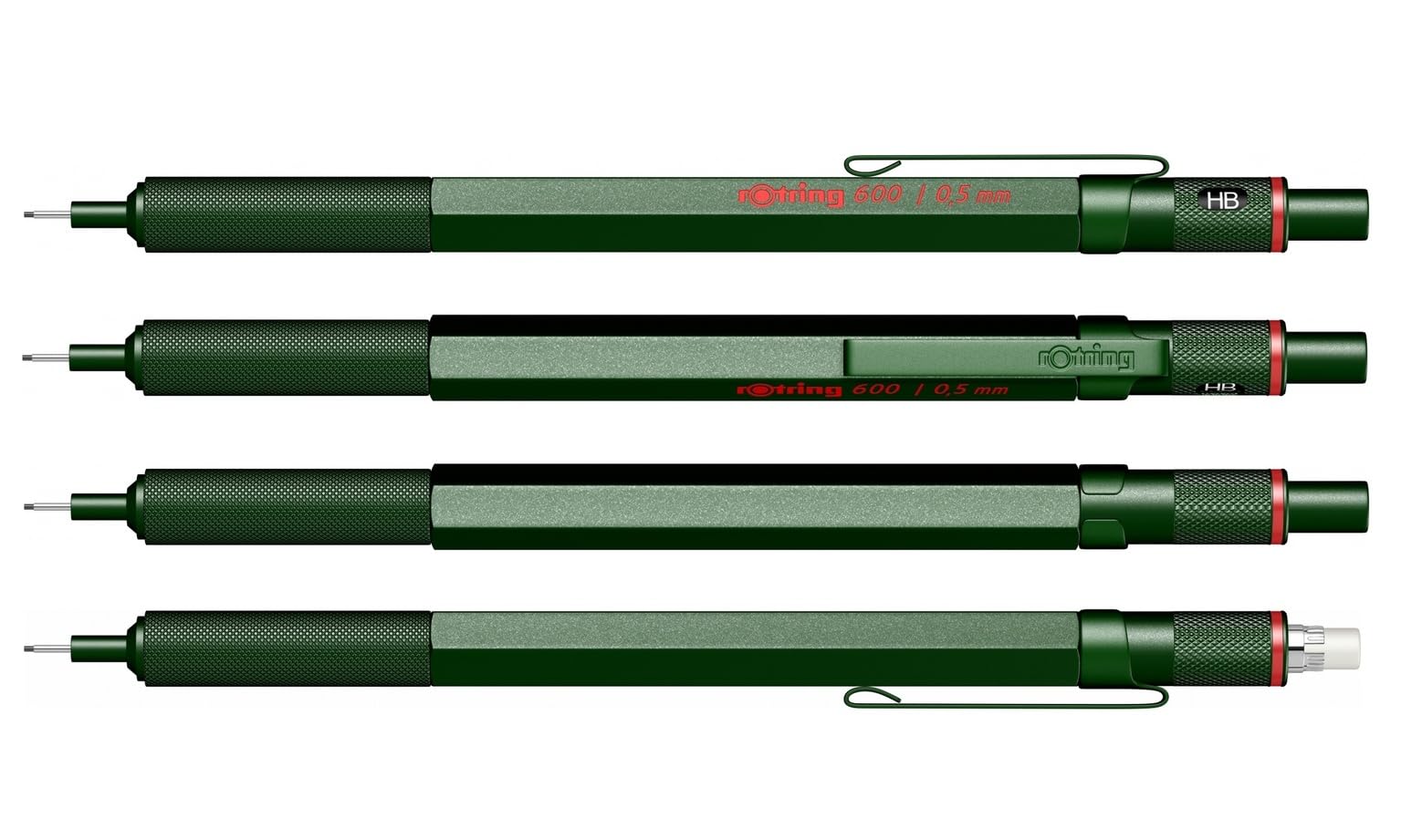 rOtring Set di 600 penne a sfera e portamine meccaniche con incisione, set di scrittura in metallo di alta qualità, regalo per ufficio, studio e tecnica (verde)