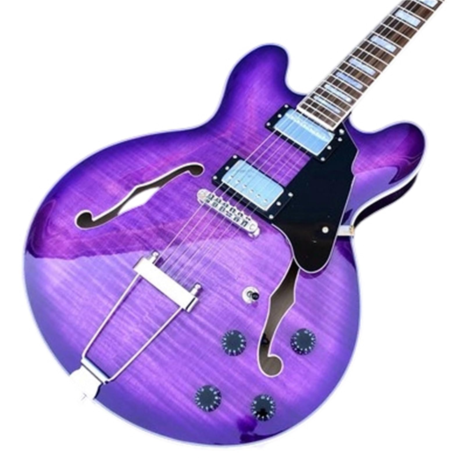 Gitara Elektryczna Humbucker Pickup Gitara Elektryczna Flame Maple Semi Hollow Body Jazz 6 Struny Chromowany Sprzęt