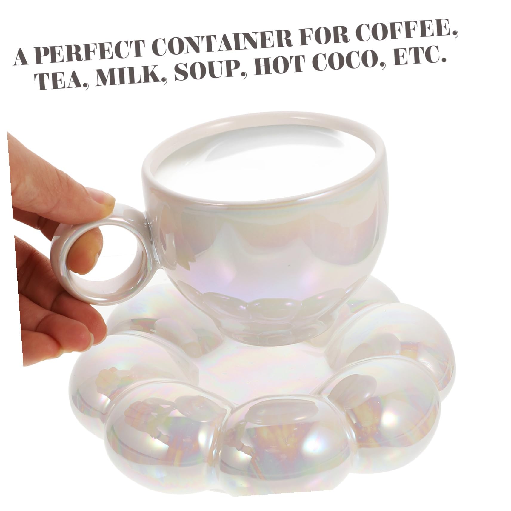 VANZACK Juego de Tazas de Café de Cerámica de 200ml con Platillo, Diseño Delicado y Base Plana, Adecuado para Café y Té en Casa o Obsequio Especial