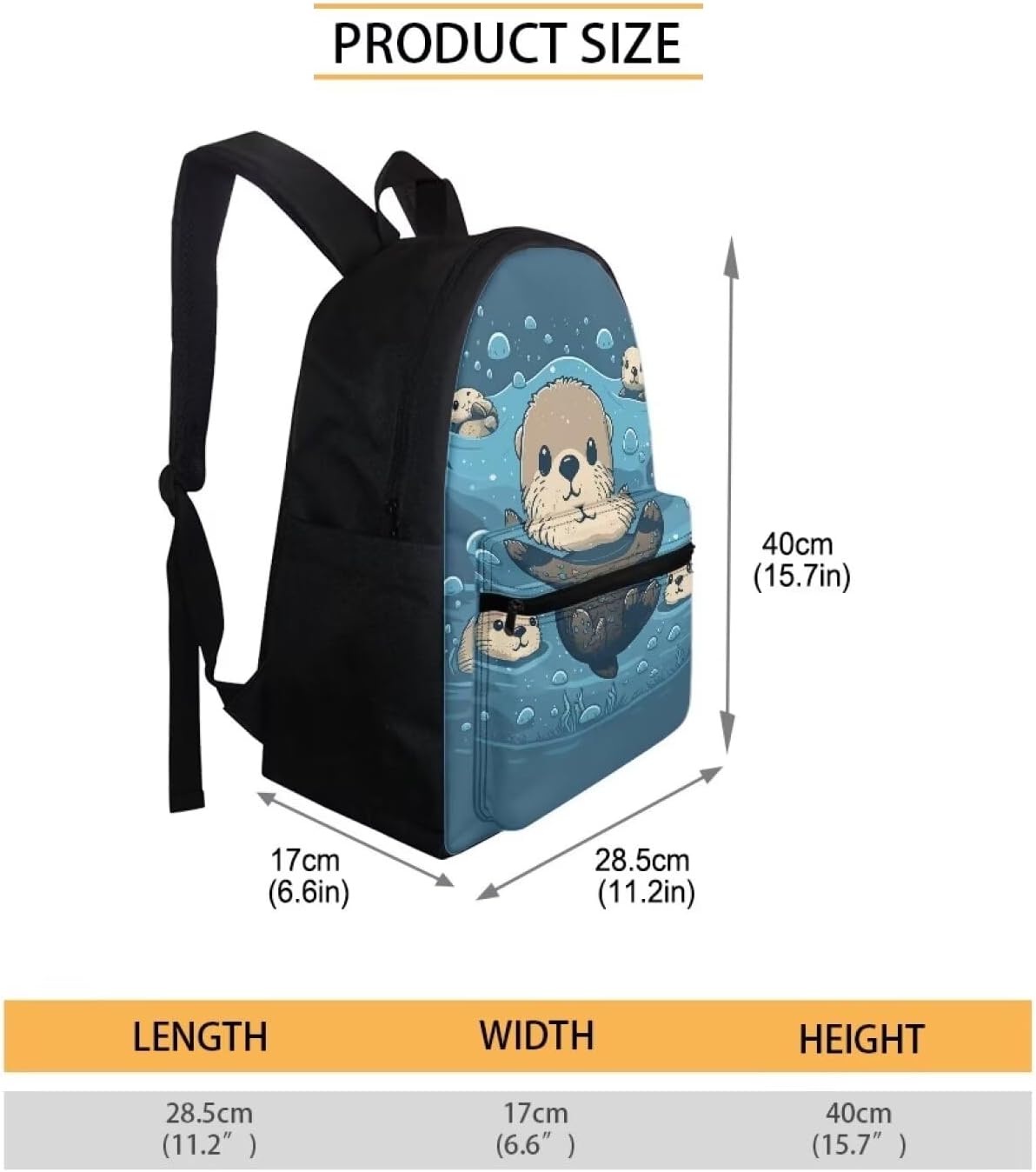 Upetstory Sea Otter Backpack for Girls Boys Kids School Bag with Lunch Box 6-8 8-10 Elementary Kindergarten Preschool Bookbag 4 IN 1 Schoolbag Set Pencil Case Water Bottle Sleeve