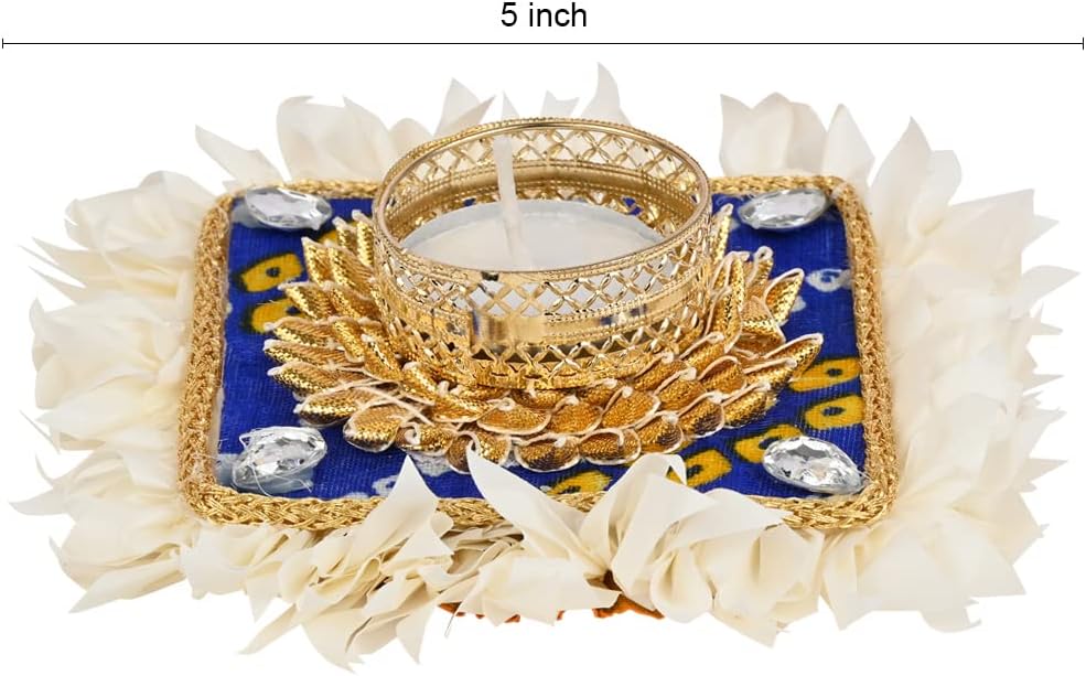 I Jewels Handmade Floral Design Set of 2 Candle Stand Tealight Holder for Diwali Christmas Festival Decorations Lighting Accessories Wedding Home Decor (DI02BI)