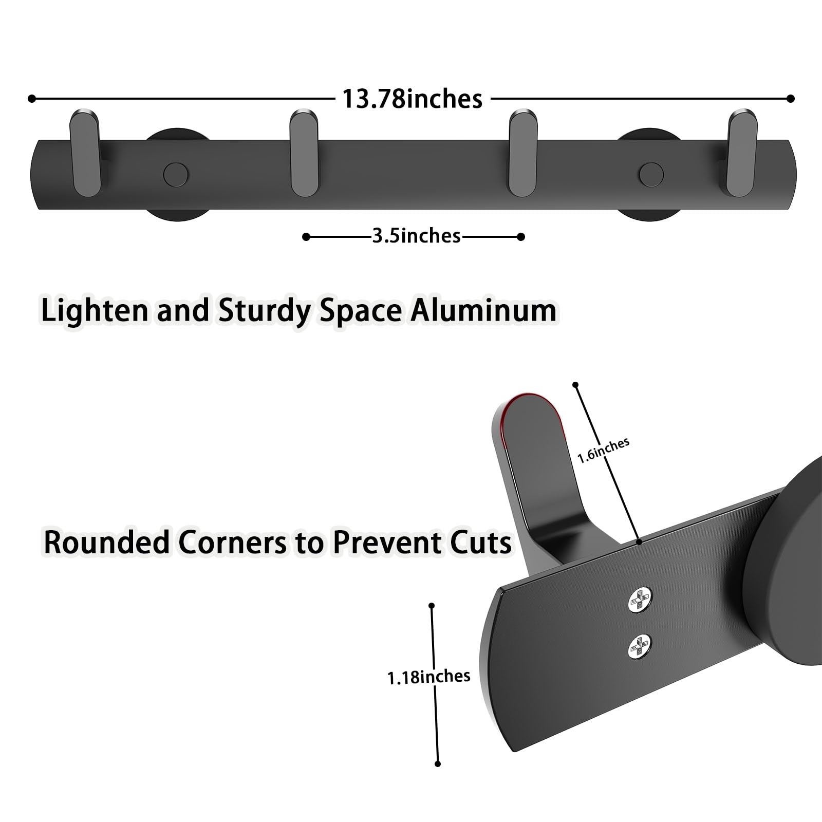 Sumlache Strong Magnetic Coat Hooks-4 Hooks Matte Black Magnetic Hanger Holder-Heavy Duty Magnetic Rack for Hanging Coat Bag - Image 2