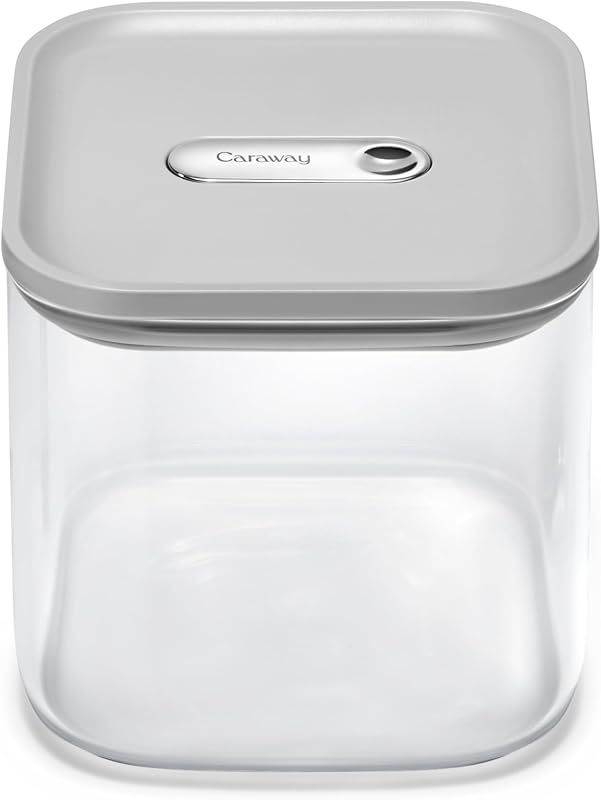 Caraway 2.5 qt Glass Airtight Food Storage Container with Lid | Non-Toxic, BPA-Free Kitchen Storage Container, Stackable, Space-Saving Airtight Container for Dry Goods and More, Gray