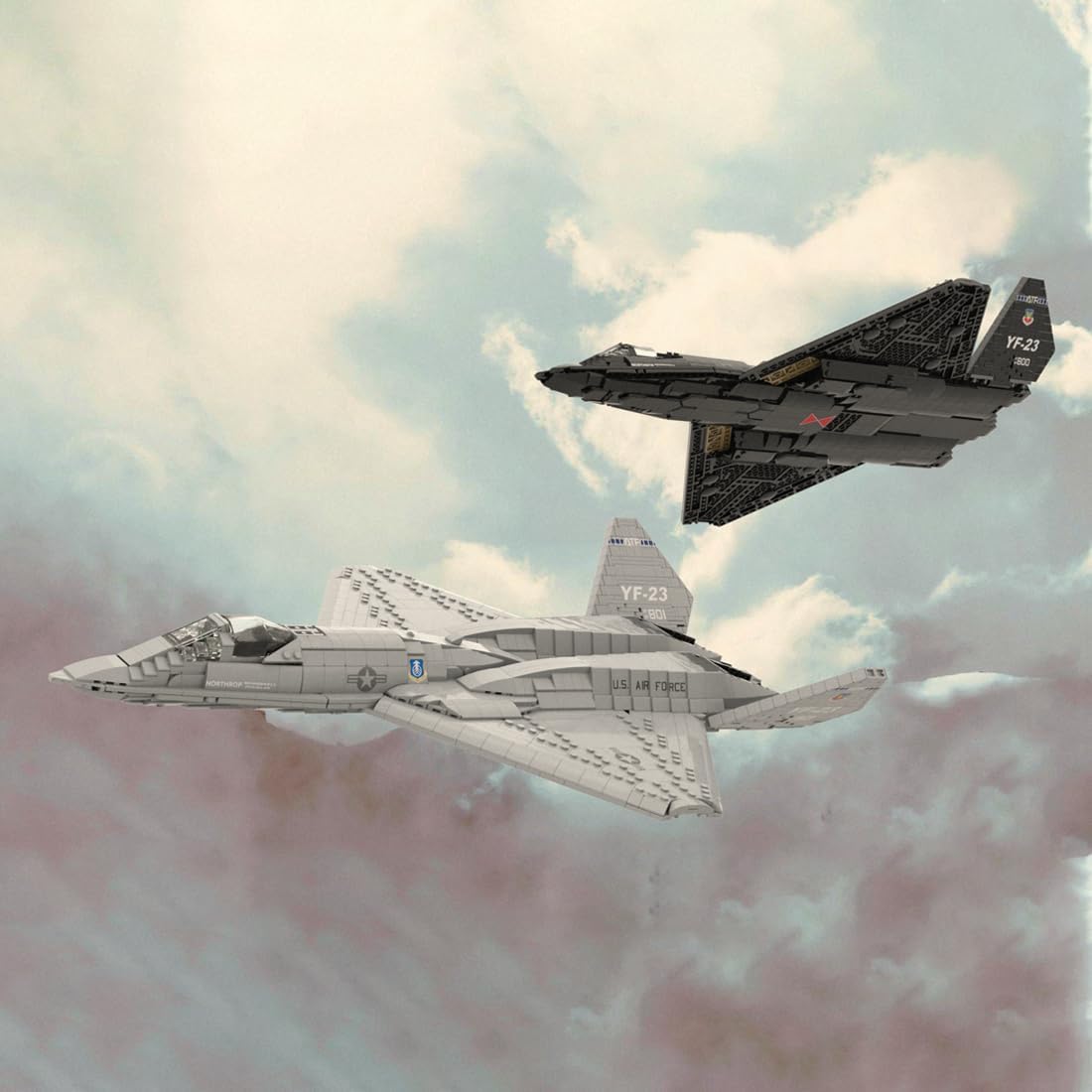 2185PCS MOC-177282 Grey Ghost Fighter Building Blocks Set, 1/35 Scale YF-23 Military Building Blocks, a Gift for Teenagers and Adults