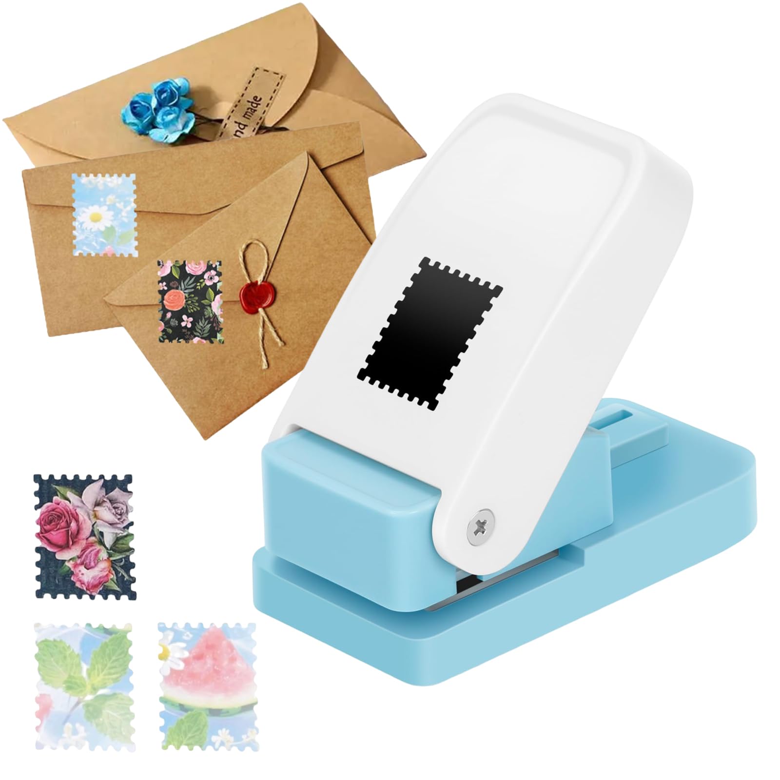YANJINGSHE Stamp Punch, Rectangular Cutter for Crafting – 1x0.83 inch Clean Hole Punch, No Tearing for Cards & Scrapbooks – White