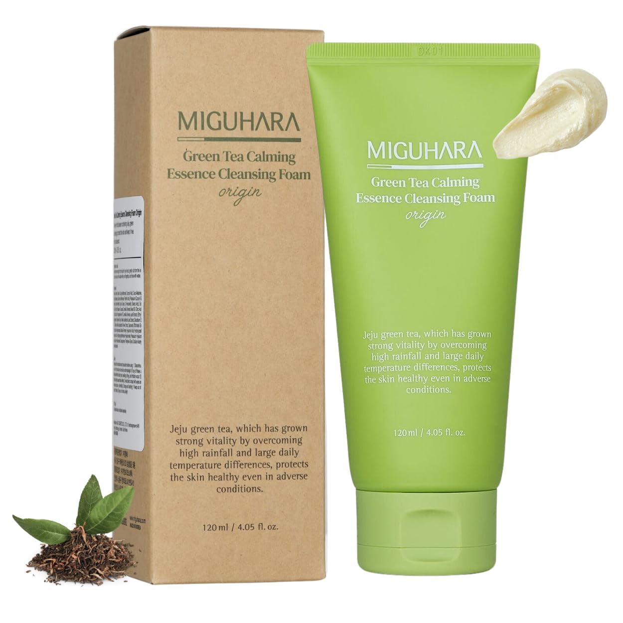 MIGUHARA Green Tea Calming Essence Cleansing Foam 120ml | Premium Korean Deep cleanser | low pH face wash | leaves face Moist & Comfortable | K-beauty | Imported & Clean ingredients