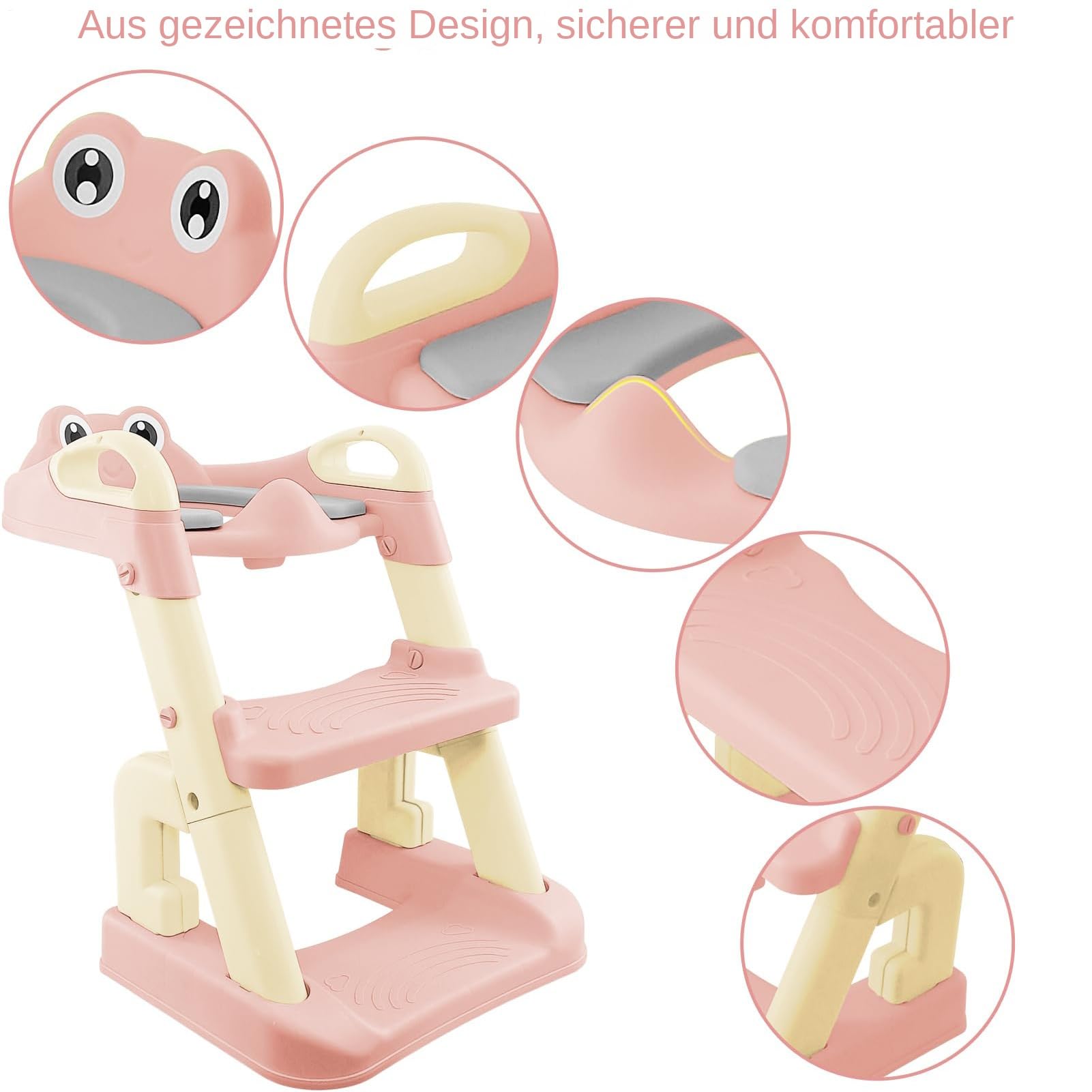 Asiento de inodoro infantil con escalera para niños | Entrenador de | inodoro con escaleras | 2 en 1 - Asiento de entrenamiento con escalera | Asiento de inodoro reutilizable para niños pequeños