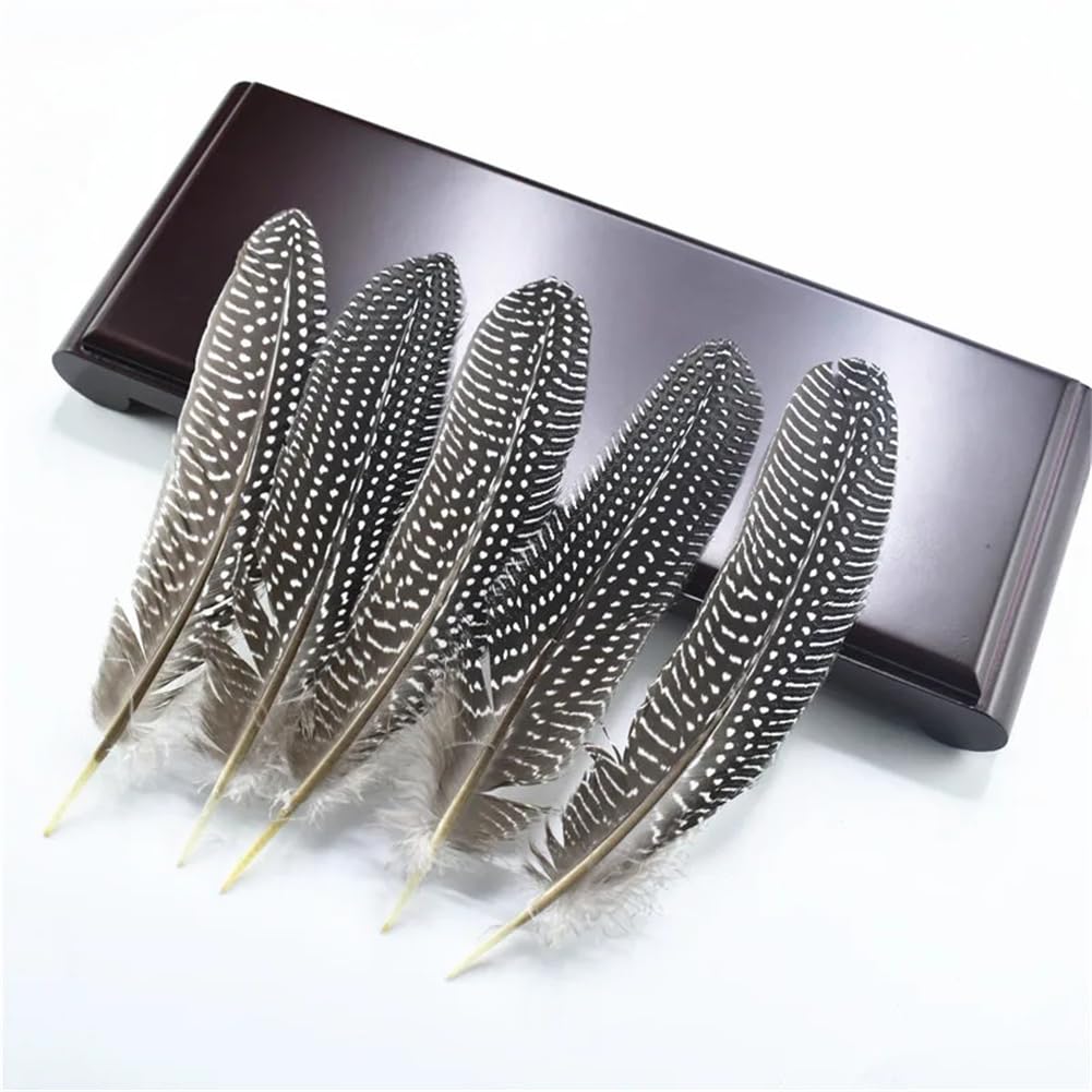 Natural Pheasant Feathers, Natural Spotted Pearl Chicken Feathers Multicolor 5-7 inch 100 pcs(Natural Color)