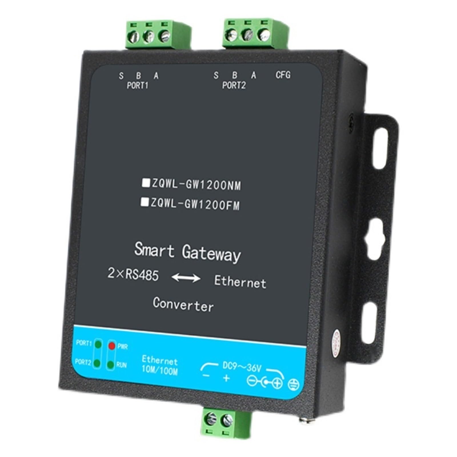 Serial Port Server 2-Way RS485 to Ethernet Module Serial Port to Network Port Modbus ZQWL-GW1200FM(Hangingeartypewithoutpowersupply)