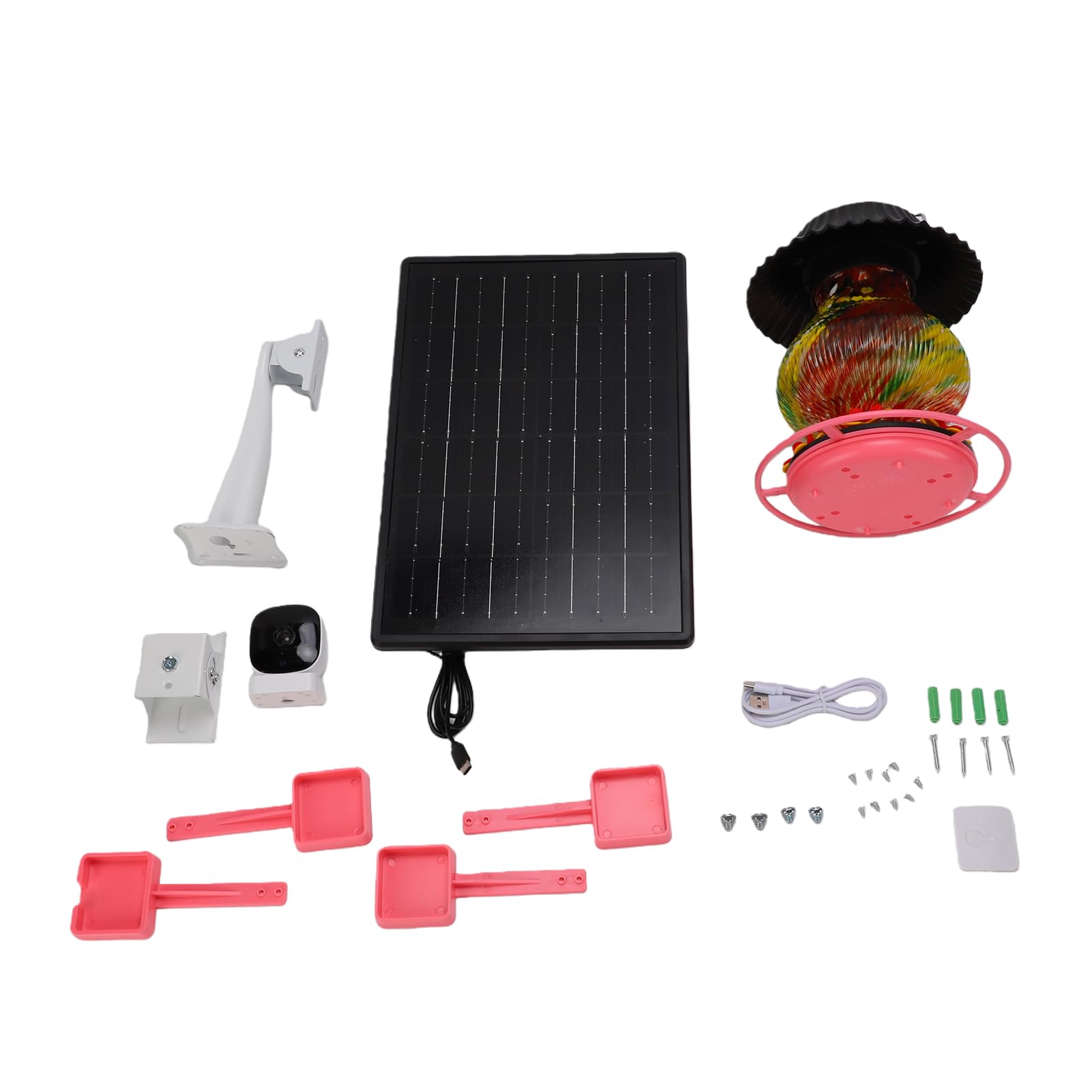 HEEPDD Mangiatoia per colibrì in Vetro con Fotocamera, Mangiatoia per Uccelli Ad Energia Solare con Rilevamento del Movimento per Visione Notturna 1080P, Design Trasparente a Prova di Perdite per