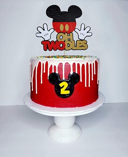 Miniatura 4 de Oh Twodles Mouse - Decoración para pastel de 2º cumpleaños, suministros para decoración de tartas, tema de fiesta de segundo cumpleaños