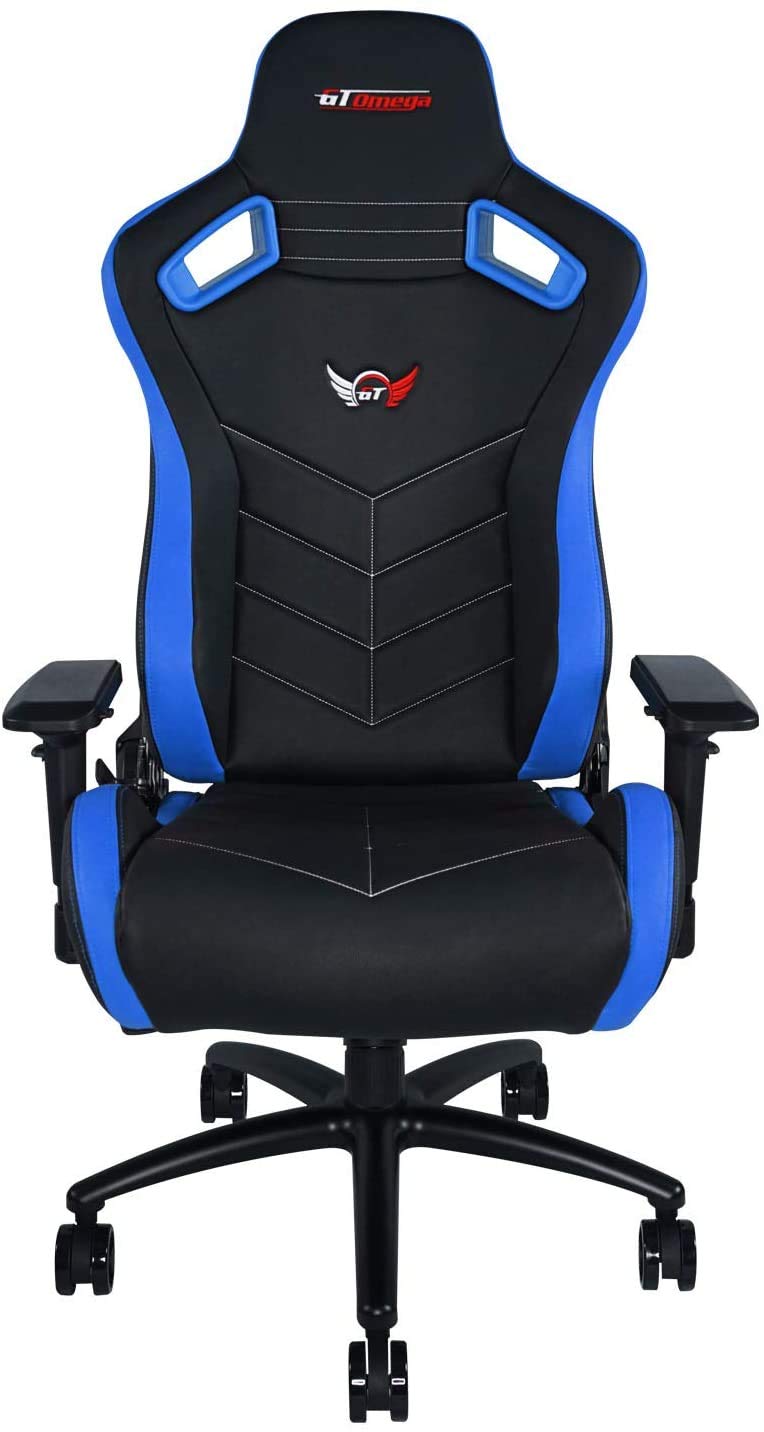 Gt Omega Sport Racing Gaming Chair With Lumbar Support Ergonomic Office Chair With 4d Adjustable Armrest Recliner Pvc Leather Esport Seat For Ultimate Gaming Experience Black Next Blue
