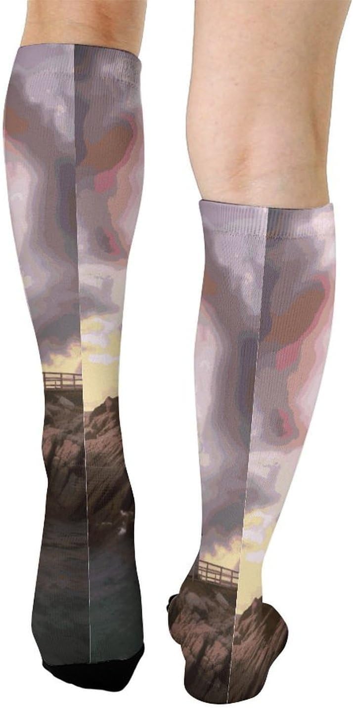 Lighthouse Compression Socks for Women Men Comfort Over The Calf Socks Moisture Wicking Breathable Athletic Sock