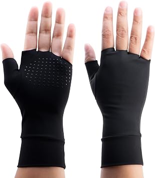 Fingerless Athletic Gloves Liners for Women & Men, Lacrosse & Hockey Glove Liner, Thin Thermal Under Gloves for Ski Snow Sports, Work, Driving, Cycling, Running