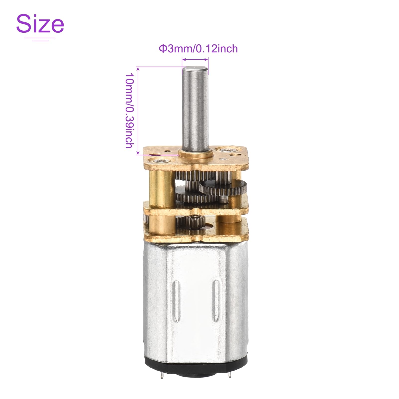 DMiotech 2Pcs 6V 100RPM Rated Torque 3 Output Shaft Length 10mm Micro DC Speed Reduction Motor Mini Metal Gearbox Motor for RC Car Robot Model DIY RC Toys Engine - Image 3