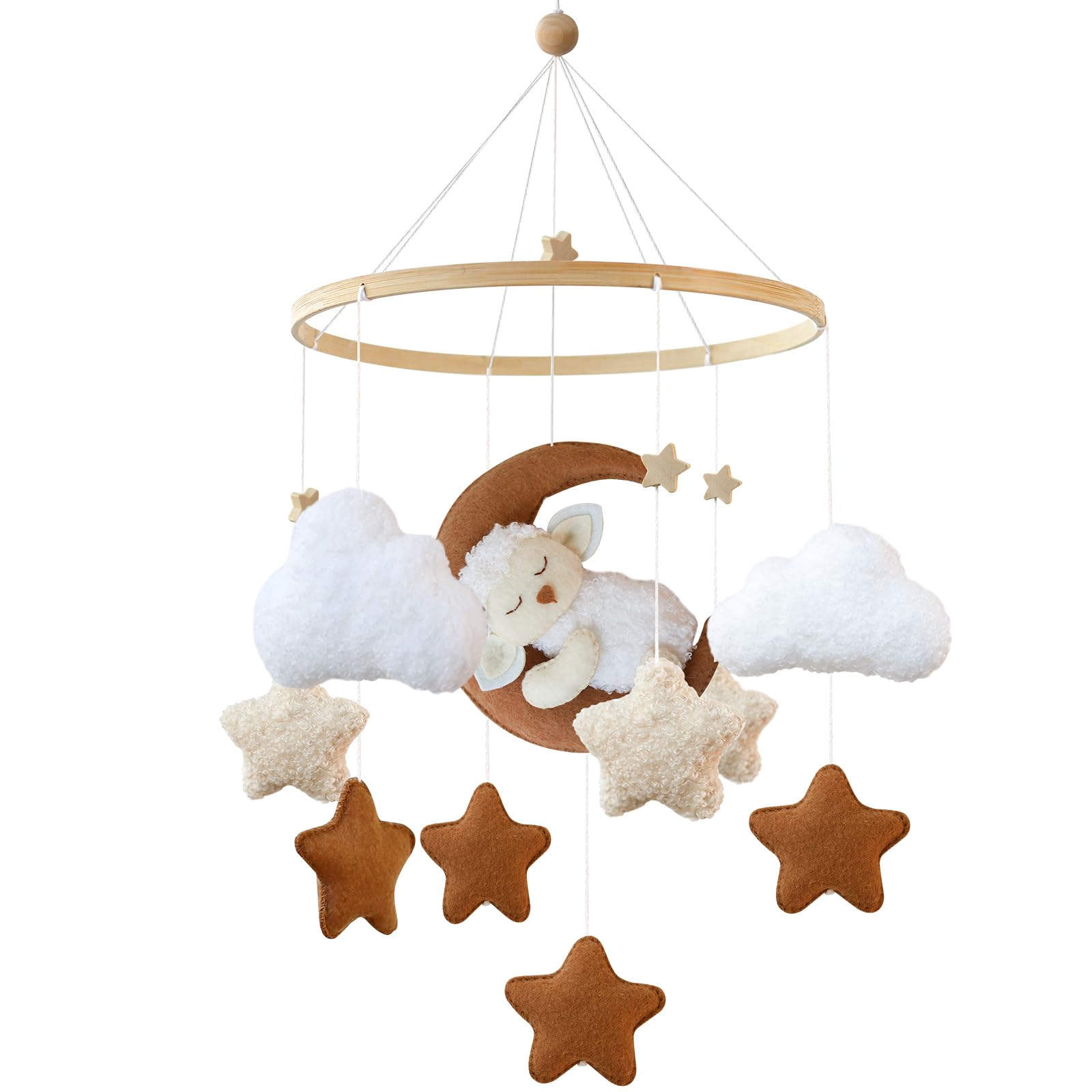 Uixxducc Mobil Windspiele, Schlafen auf dem Mond Lämmchen, Wickeltisch baby Babybett, Kinderzimmer Deko, Geschenk für baby Jungen und Mädchen