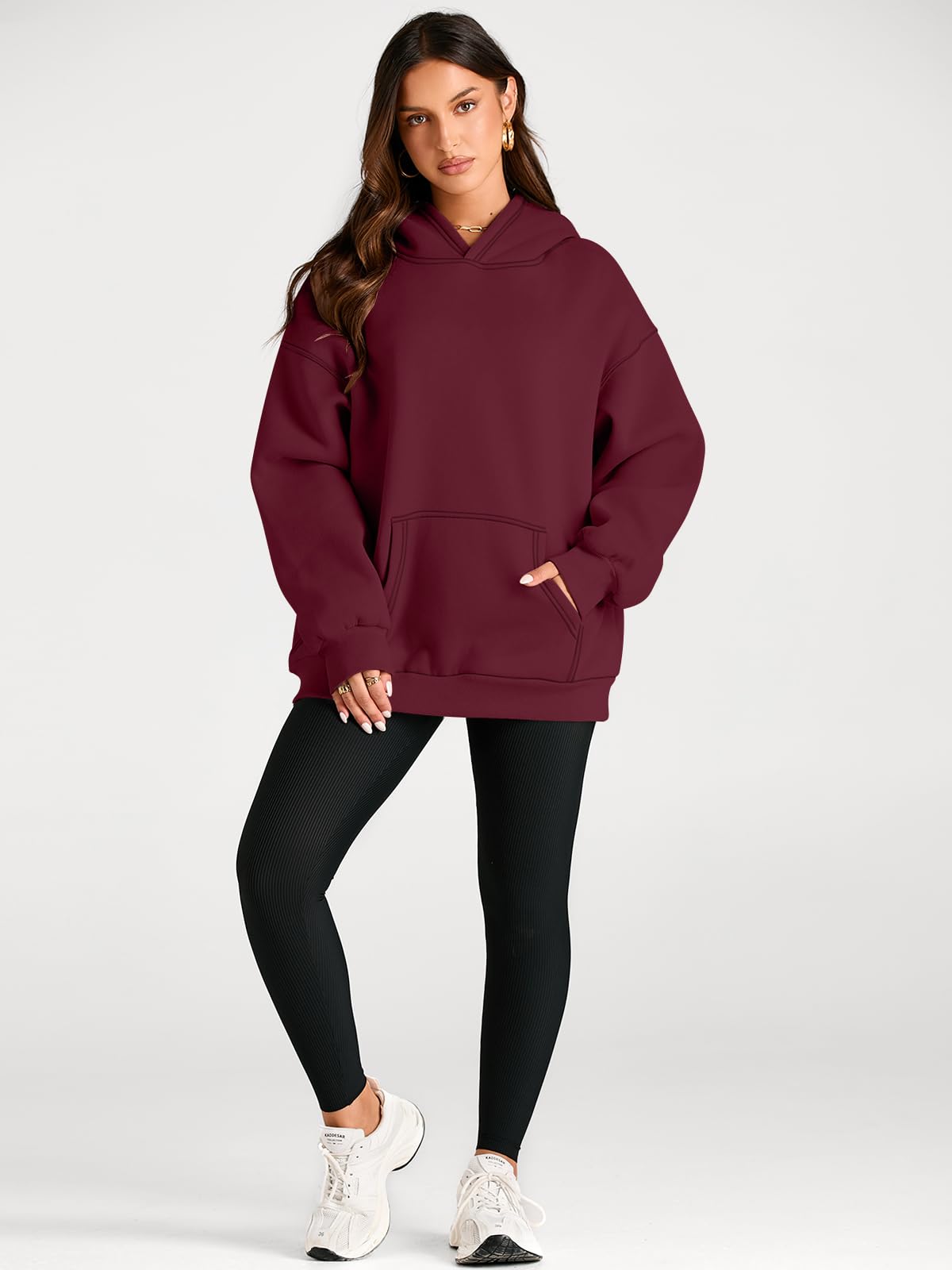 Trendy Queen Womens Oversized Hoodies Fleece Sweatshirts Fall Fashion Pullover Sweaters Winter Clothes: Deep Red X-Large