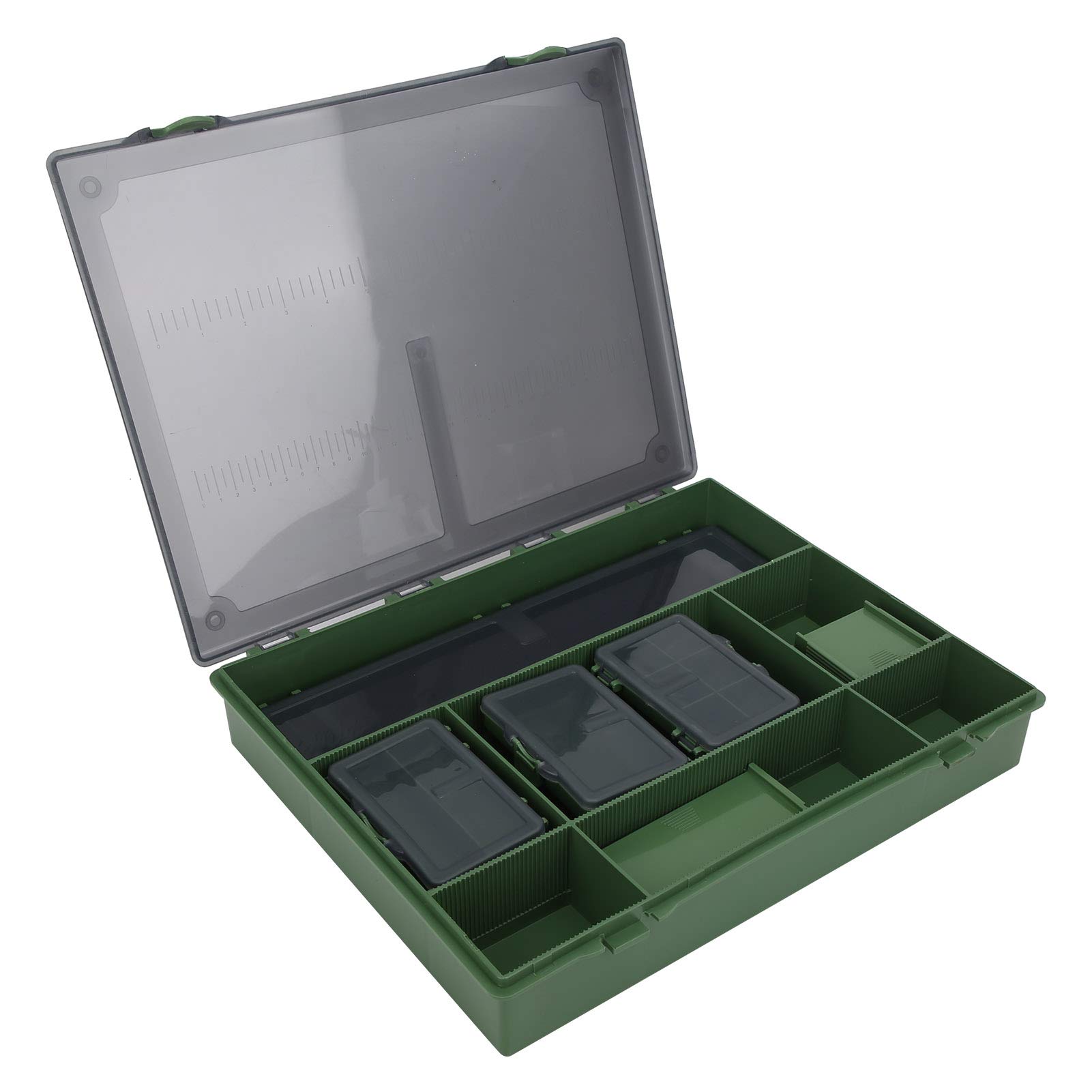 Bediffer Caja de Aparejos de Pesca de Gran Capacidad, Estuche de Almacenamiento Duradero para Accesorios de Pesca con Reglas, 365x285x55mm