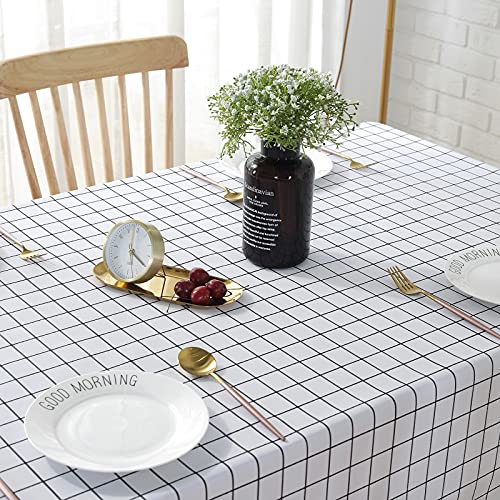 Mumulida Tablecloth 100% Waterproof Oil Proof Spill Proof Pvc Table Cloth Table Cover For Dining Table Buffet Parties And Camping Wipeable Table Cover For Outdoor And Indoor Use White, 55X78Inch #TOP2