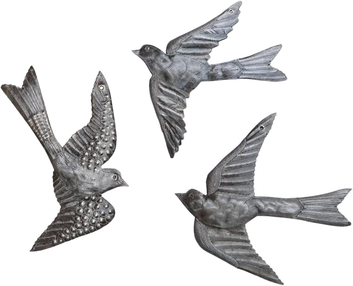 Large Metal Birds, Decorative, Ornamental, Set of 3, Wall Hanging, Handmade, Garden 11 x 12 Inches