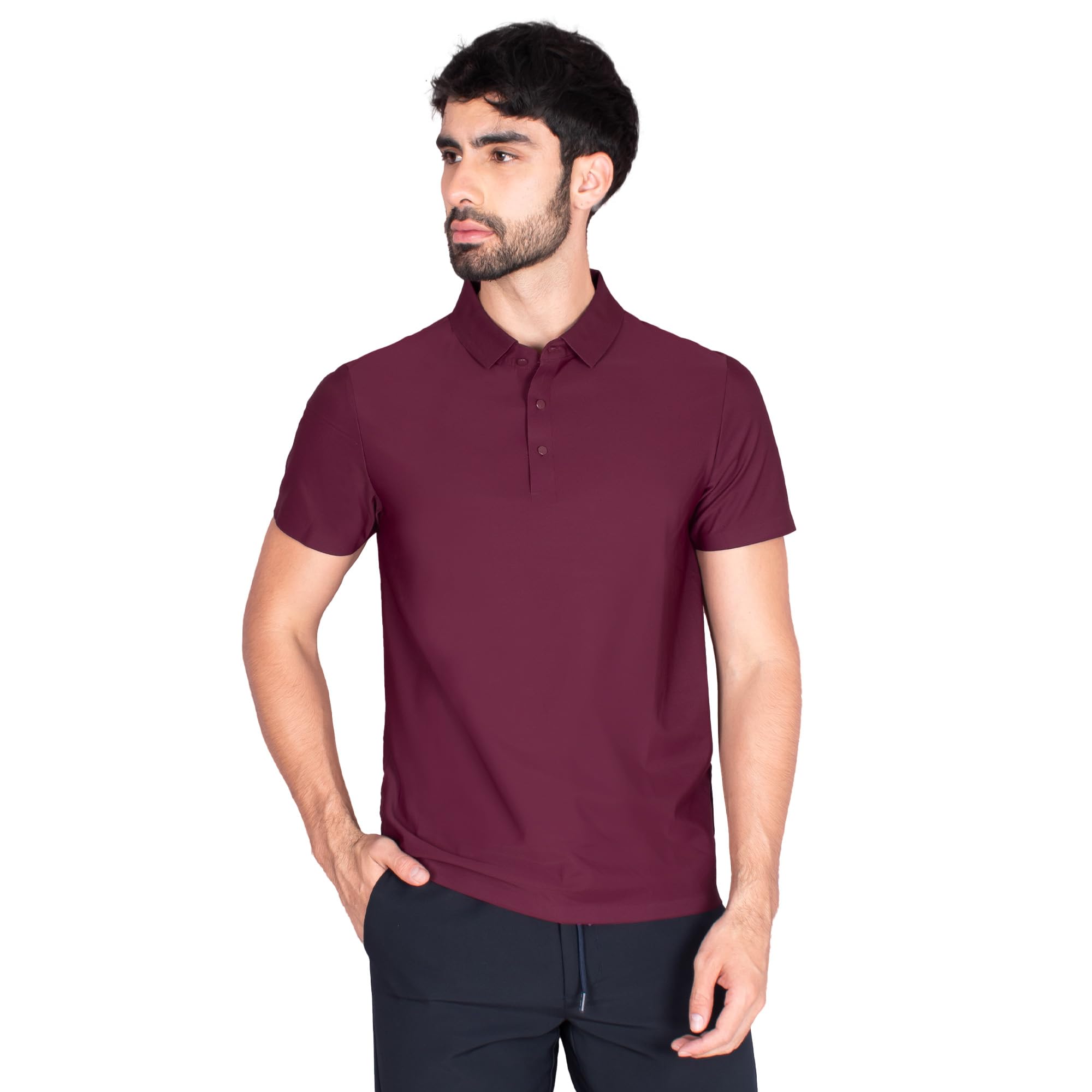 Generra Playera Polo de Poliamida para Hombre, Diferentes Colores, Manga Corta, Tecnología Luxe Fresh, Corte Regular, Sin Costuras Visibles (MX/US, Alfa, X-Grande, XX-Grande, Regular, Regular, Vino)