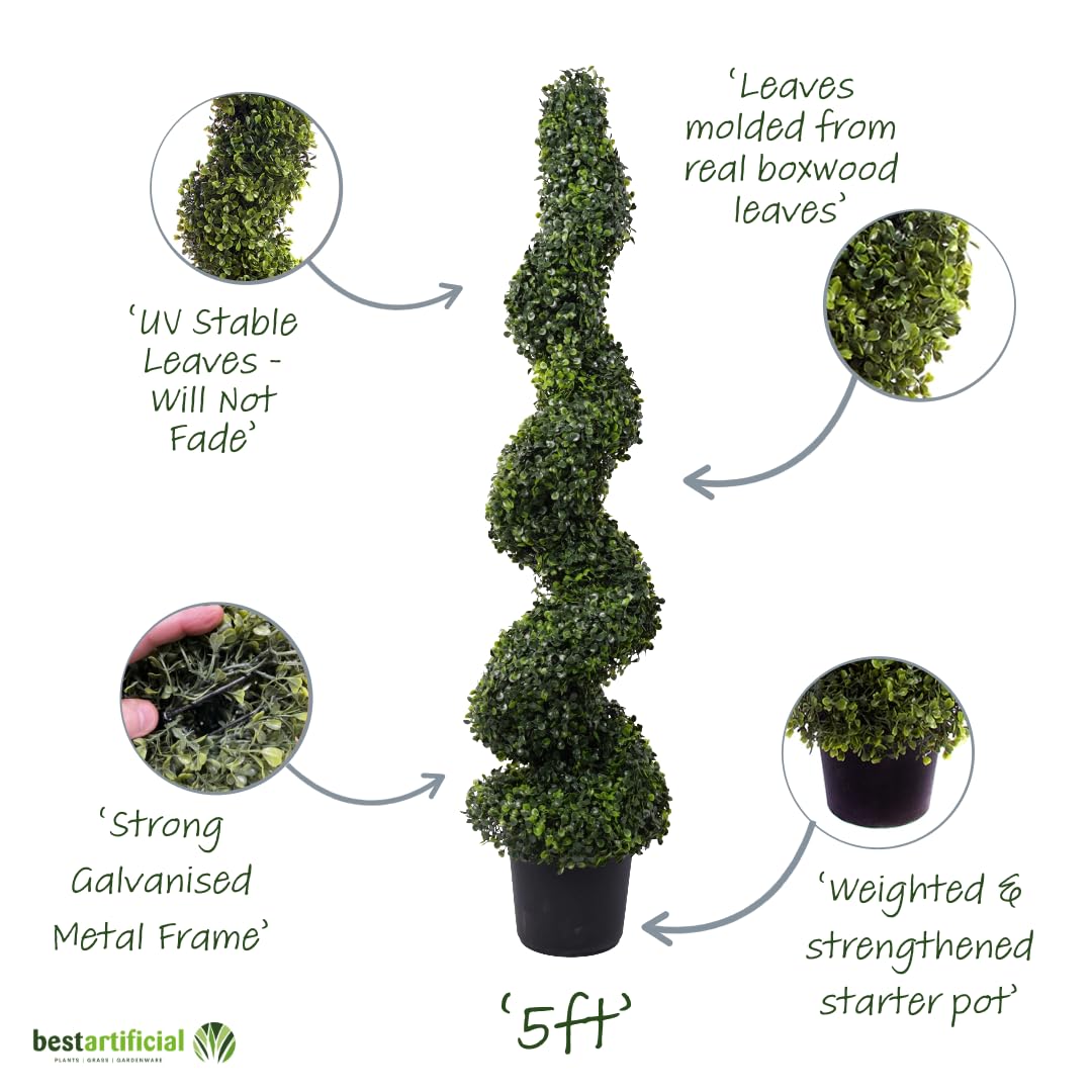 Amazon.de: Paar 1.52 meters 150 cm knstlicher Buchsbaum Buxus (TM) Spirale  Formschnittbume **** lichtecht, UV-geschtzt