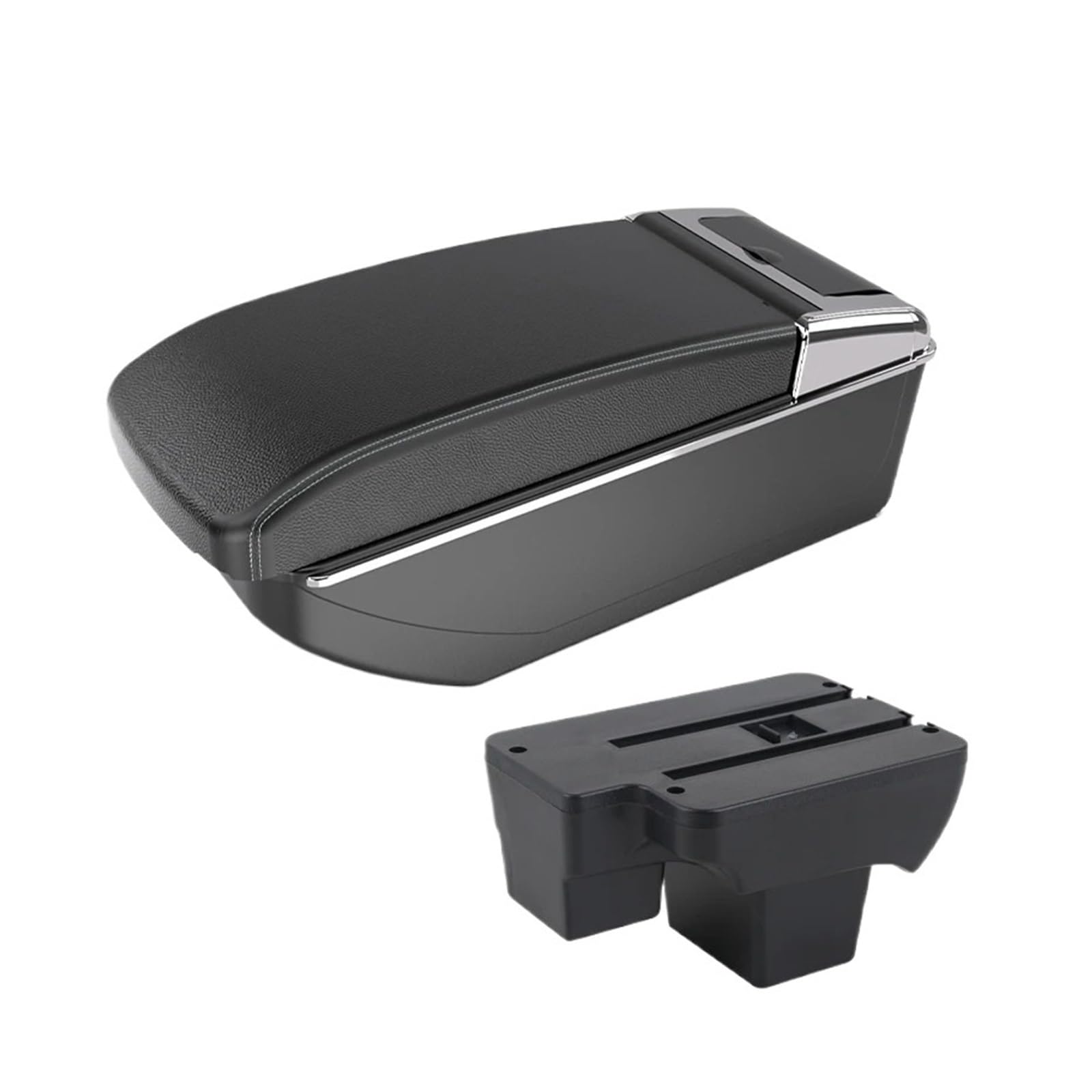 UMDJJU For VW For Polo Car Armrest Center Console Modification 2020-2024 Multi-functional Storage Box Accessories Car Centre Console Armrest Box(B3 white line NOUSB)