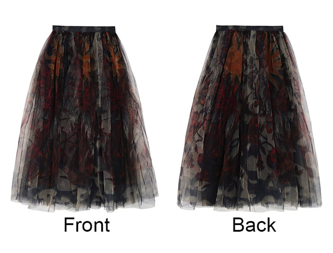 Gonne in Tulle Irregolari a Vita Alta per Donna Gonna Lunga in Rete di Pizzo Gonne Lunghe a Trapezio Primaverili Black S